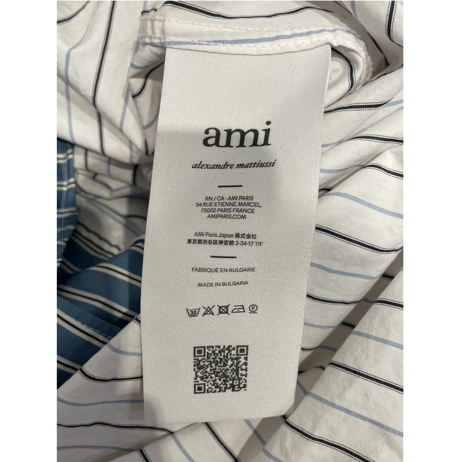 ami alexandre mattiussi/Polo Shirt/S/Cotton/WHT/Stripe/Camp Collar Contrast Shirt view 4