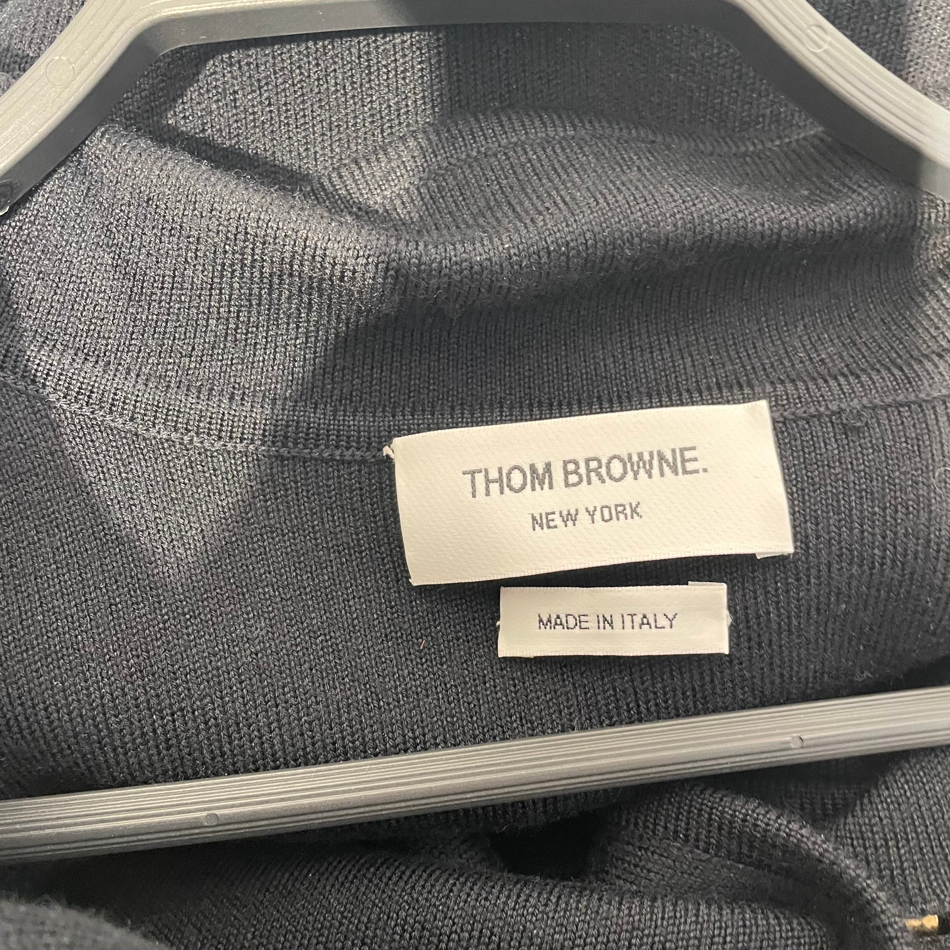 THOM BROWNE. NEW YORK/Heavy Sweater/3/Cotton/NVY/ view 3