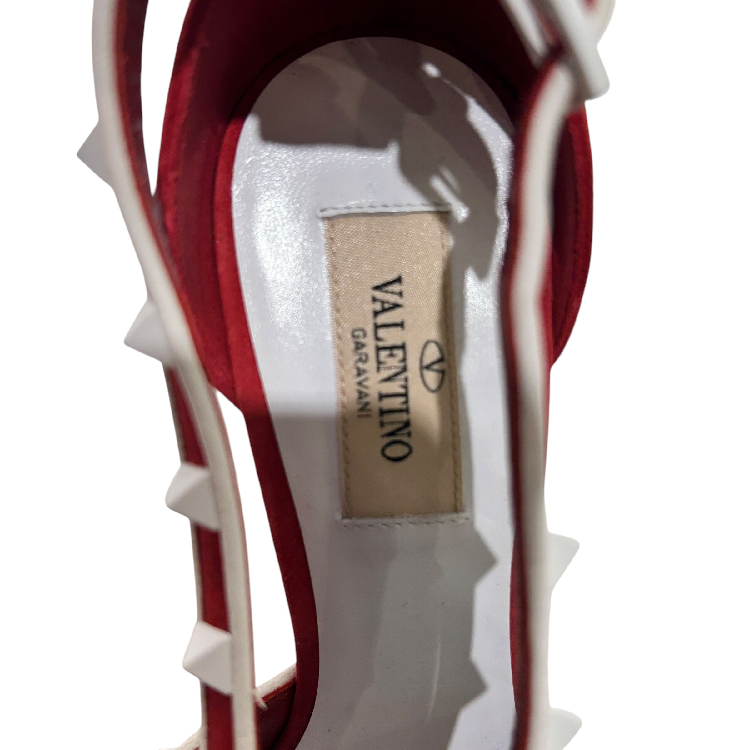 VALENTINO GARAVANI/Heels/EU 37.5/Suede/RED/WHITE STUDDED HEEL view 3