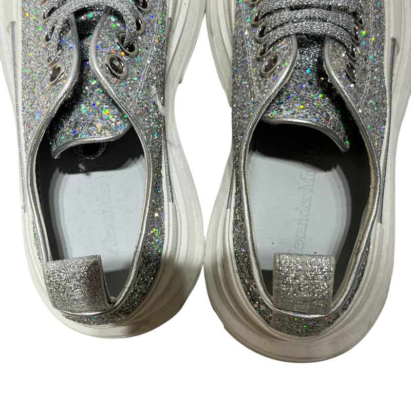 Alexander McQueen/Low-Sneakers/US 6/Glitter/Leather/SLV/