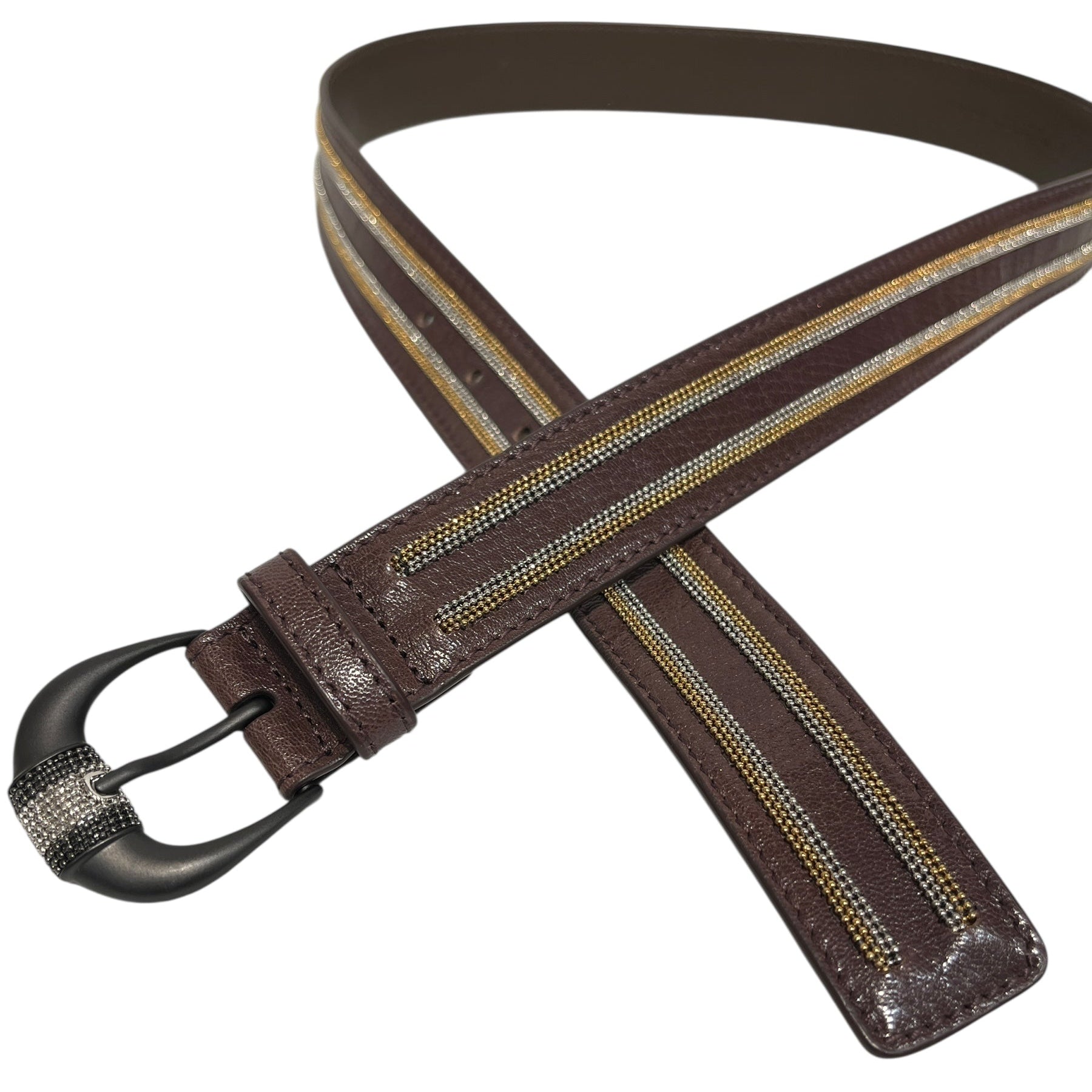 BOTTEGA VENETA/Belt/Iridescent/Leather/BRW/GOLD/SILVER/STUDS view 2