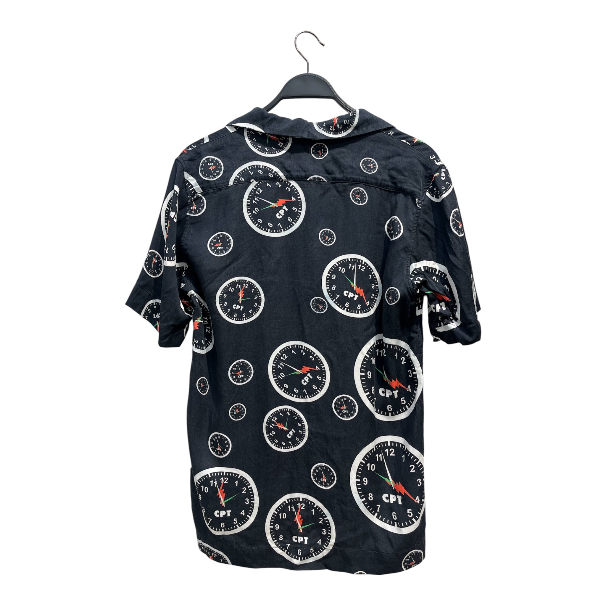 DENIM TEARS/SS Shirt/M/Tencel/BLK/All Over Print/CLOCKS view 2