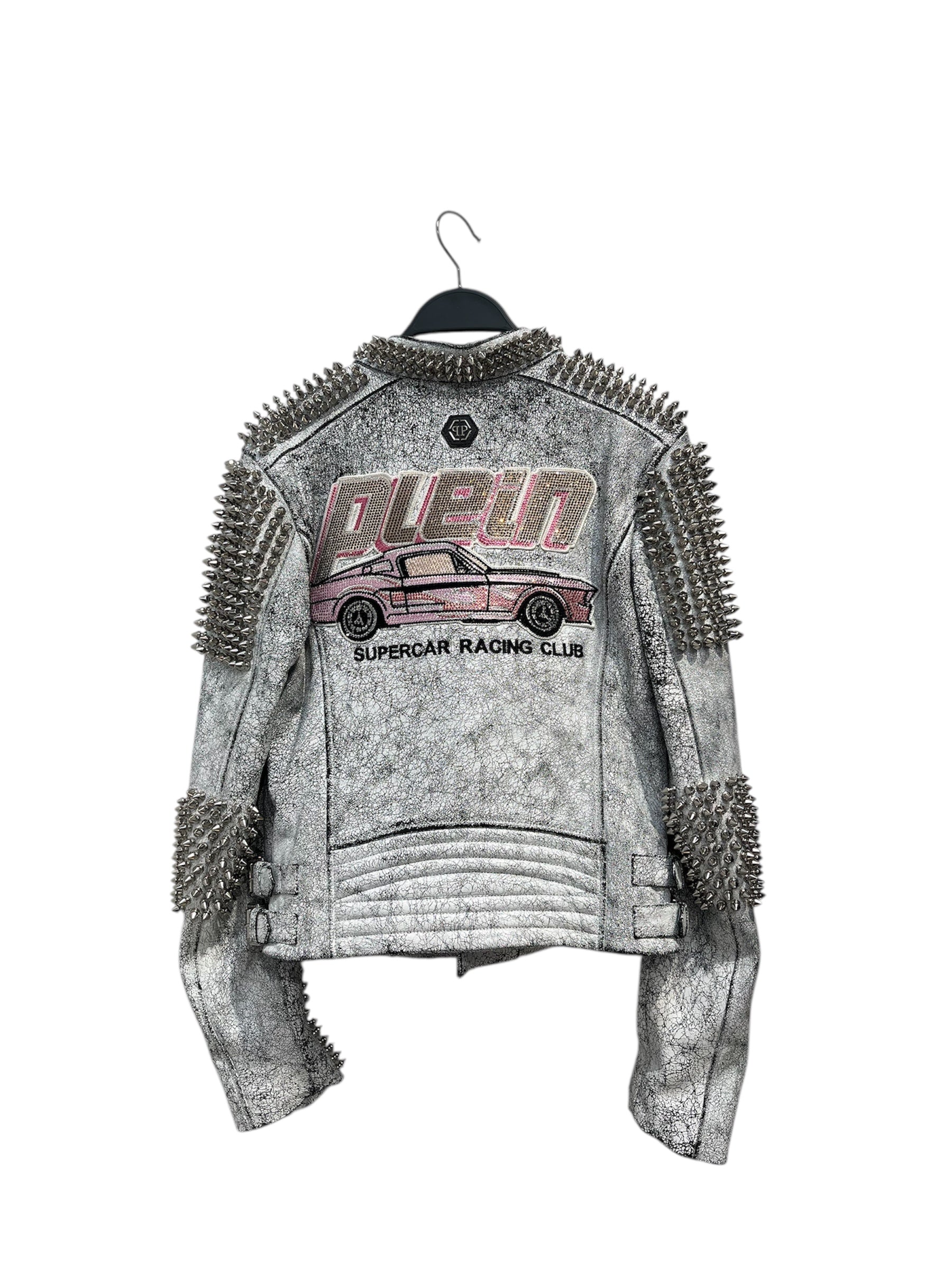 PHILIPP PLEIN/Leather Jkt/Leather/WHT/WHITE PAINTED STUDDED LEATHER view 2