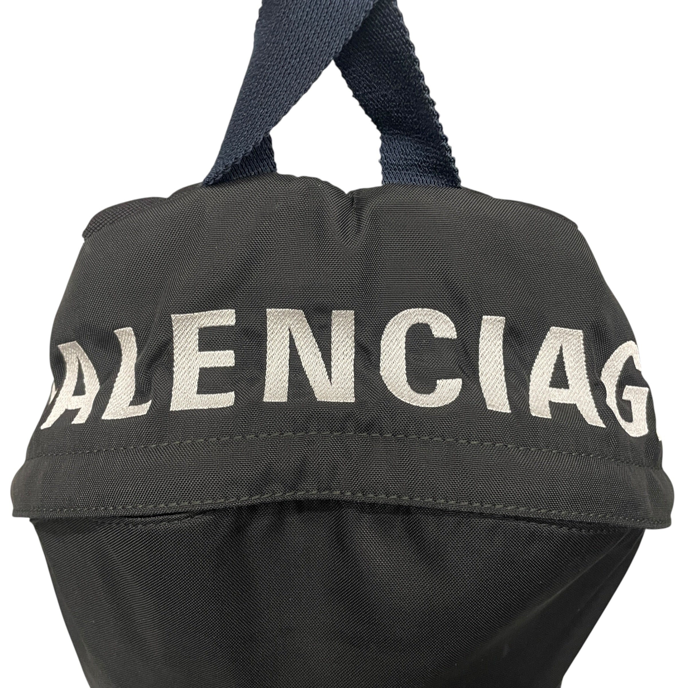 BALENCIAGA/Backpack/Nylon/BLK/NYLON WHEEL MINI/WHITE LOGO view 3