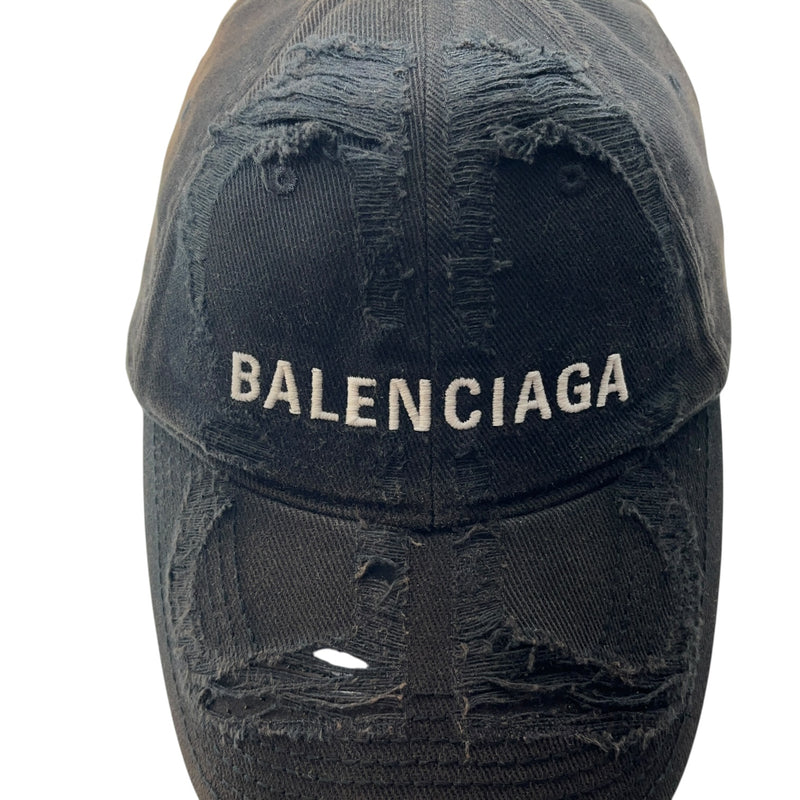 BALENCIAGA/Hat/Graphic/Cotton/BLK/DISTRESSED BB