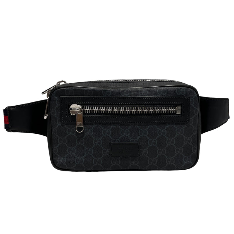 GUCCI/Fanny Pack/Monogram/Leather/BLK/Gucci GG supreme canvas