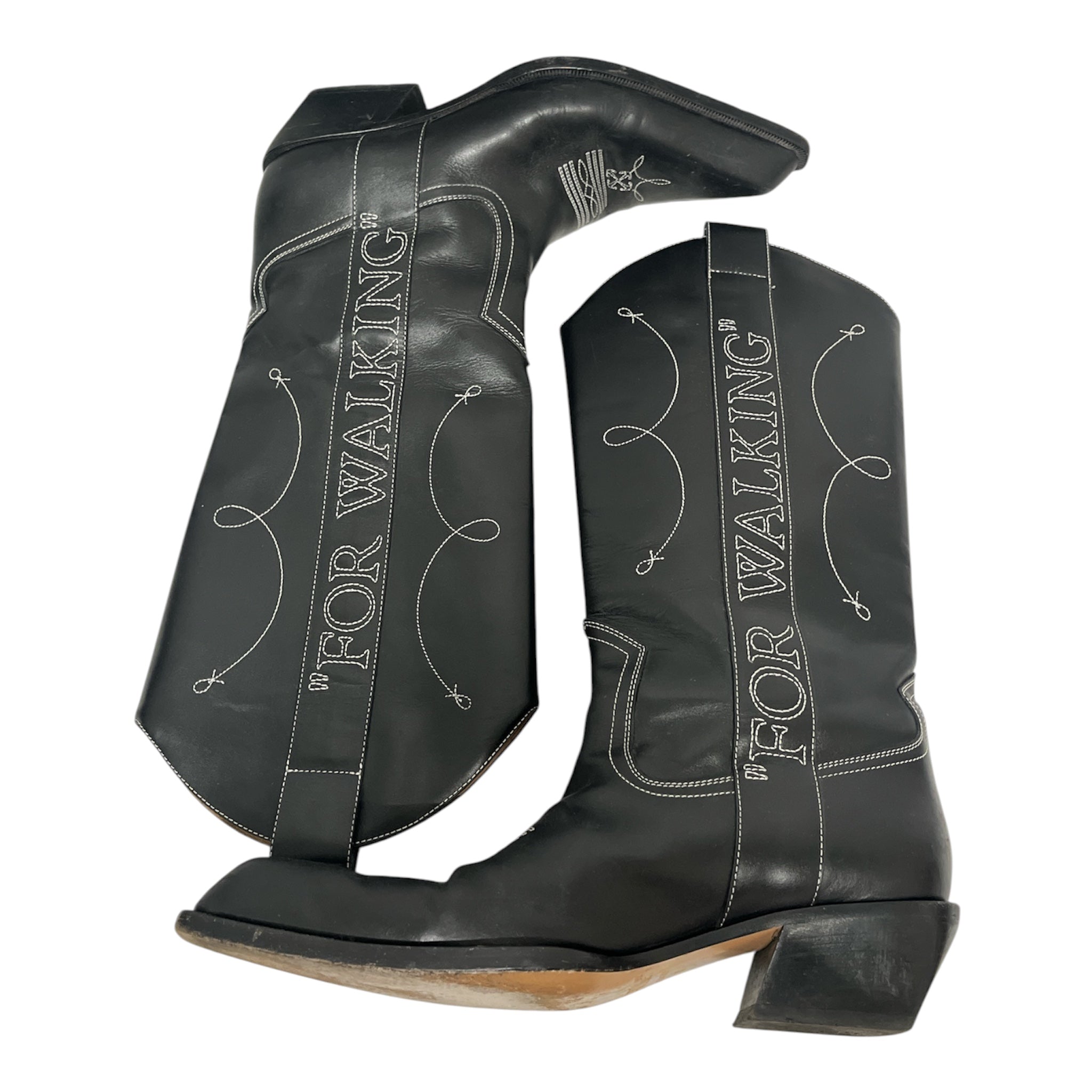 OFF-WHITE/Cowboy Boots/EU 41/Leather/BLK/WHITE STITCH TALL COWBOY BOOT view 2