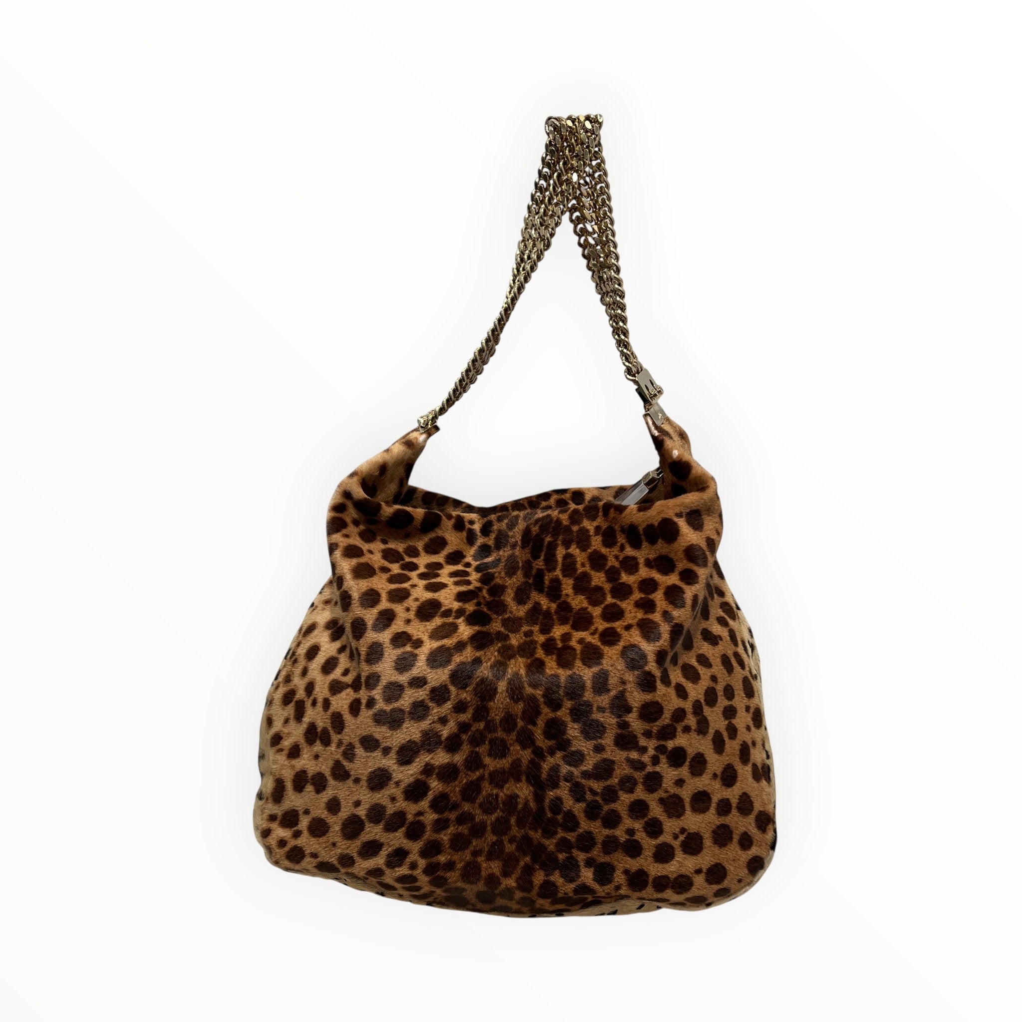 Christian Louboutin/Tote Bag/Leopard/Fur/CML/leopard gold strap tote view 2