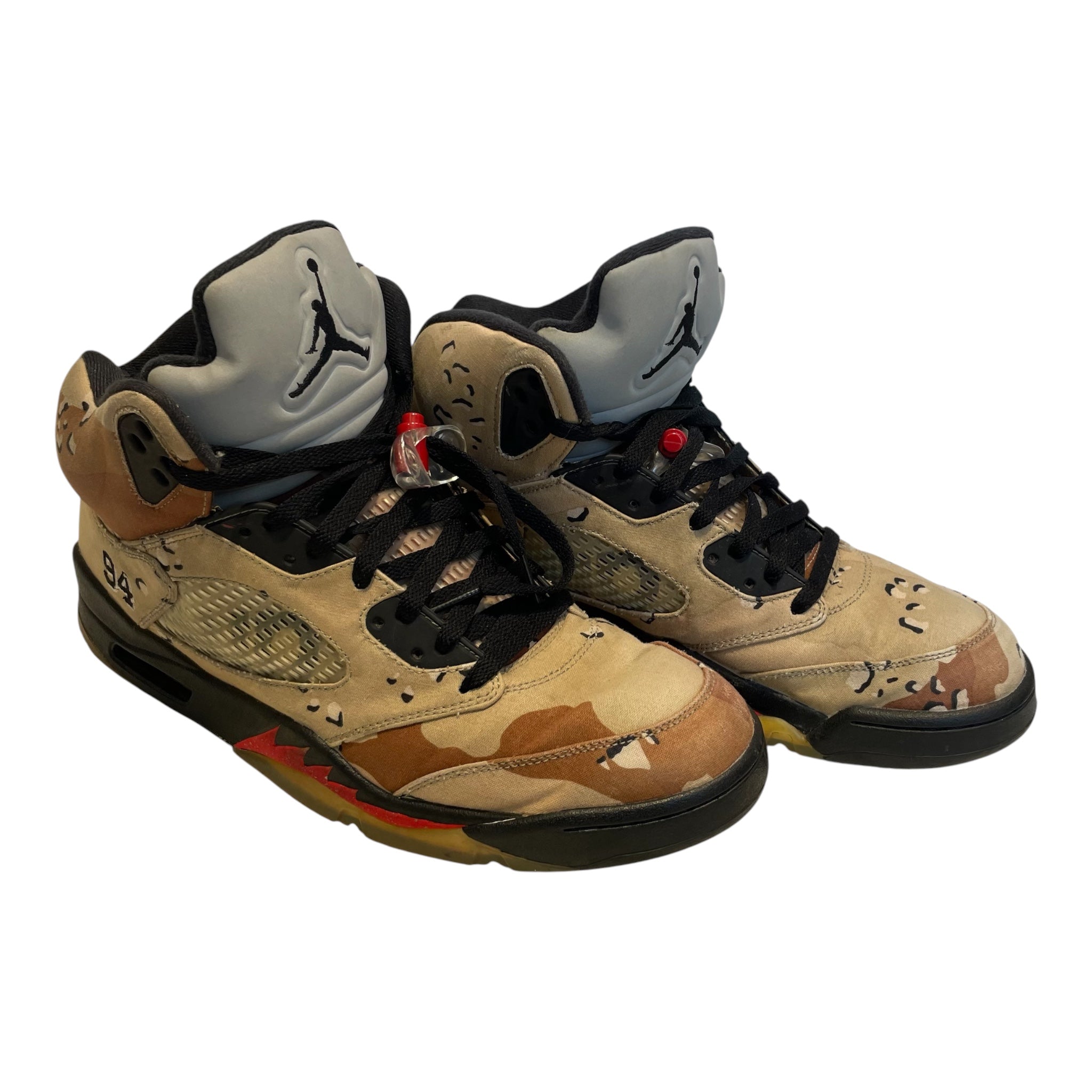 JORDAN BRAND/Supreme/Hi-Sneakers/US 13/All Over Print/Cotton/MLT/5's/desert camo/94/blk laces view 1