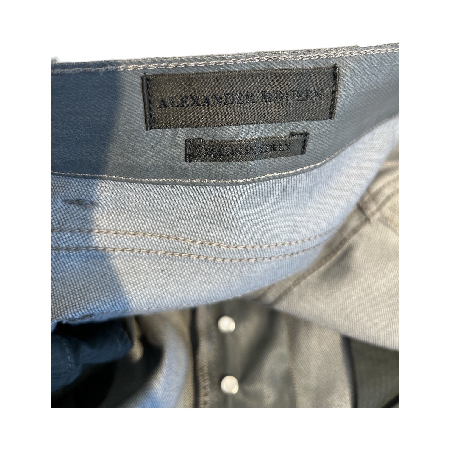 Alexander McQueen/Straight Pants/54/Cotton/GRY/Skull Patch Waxed Denim view 3