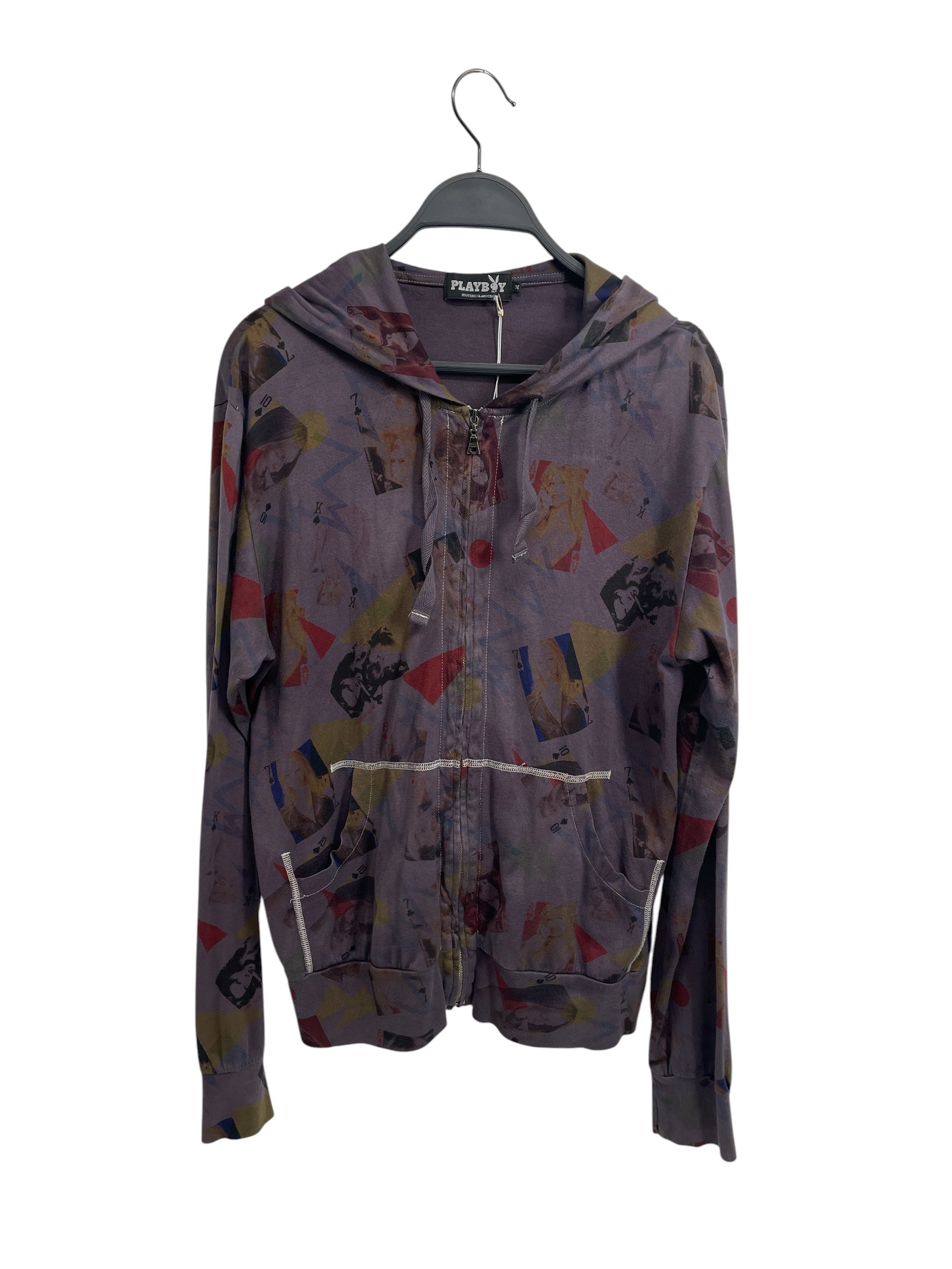 HYSTERIC GLAMOUR/Zip Up Hoodie/M/All Over Print/Cotton/PPL/PLAYBOY\CARD DECK PRINT view 1