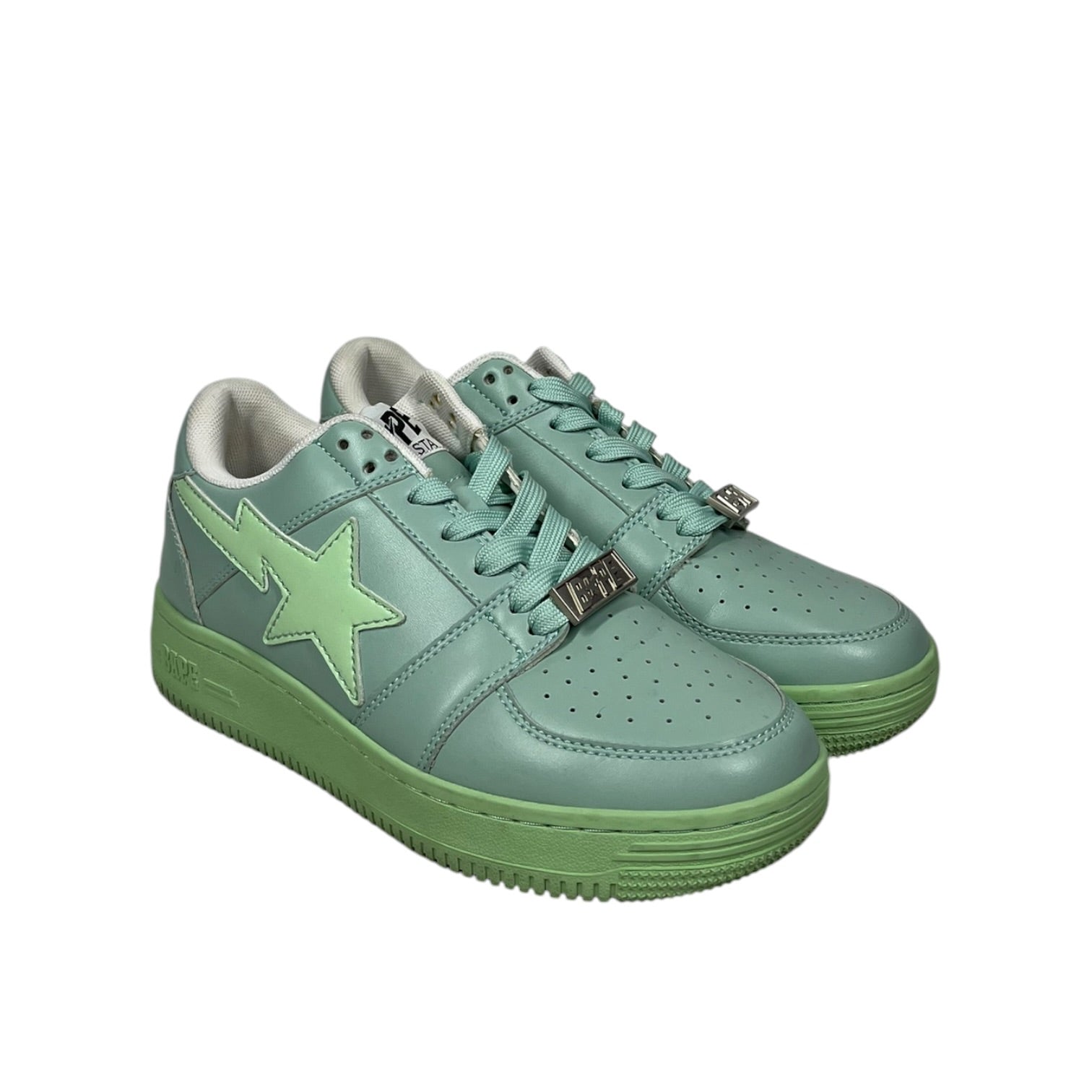 BAPE STA!/Low-Sneakers/US 7/Leather/GRN/TEAL/GREEN view 1