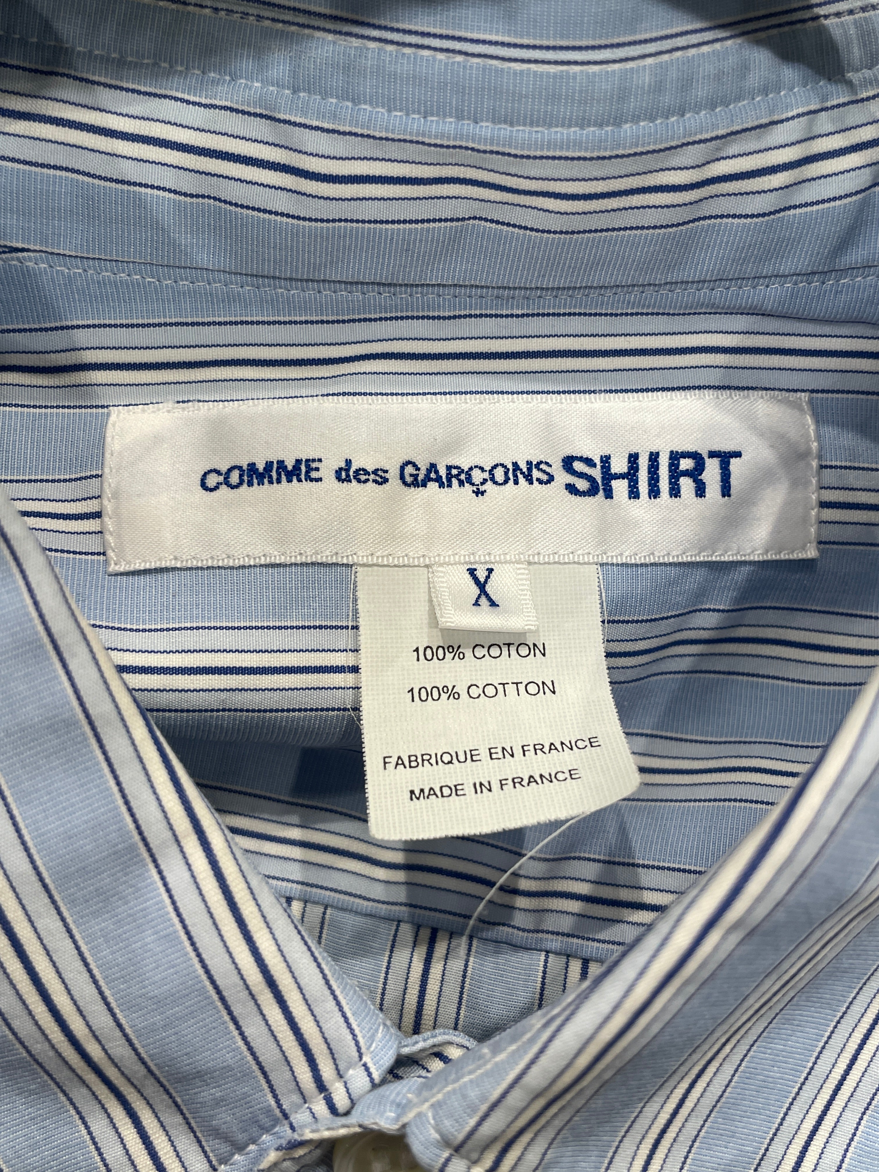 COMME des GARCONS/LS Shirt/1X/Cotton/BLU/Stripe/COLLAR/BLU&WHT STRIPE view 4