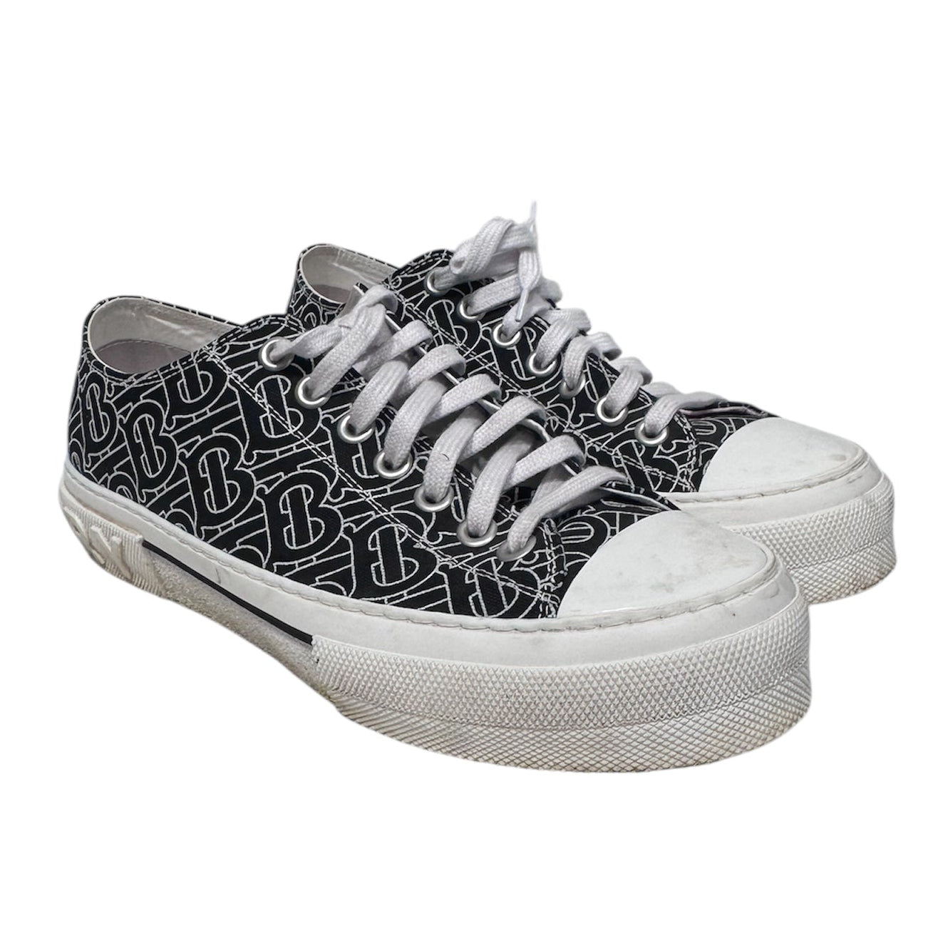 BURBERRY LONDON/Low-Sneakers/US 9.5/Monogram/Cotton/BLK/white soul/ view 1