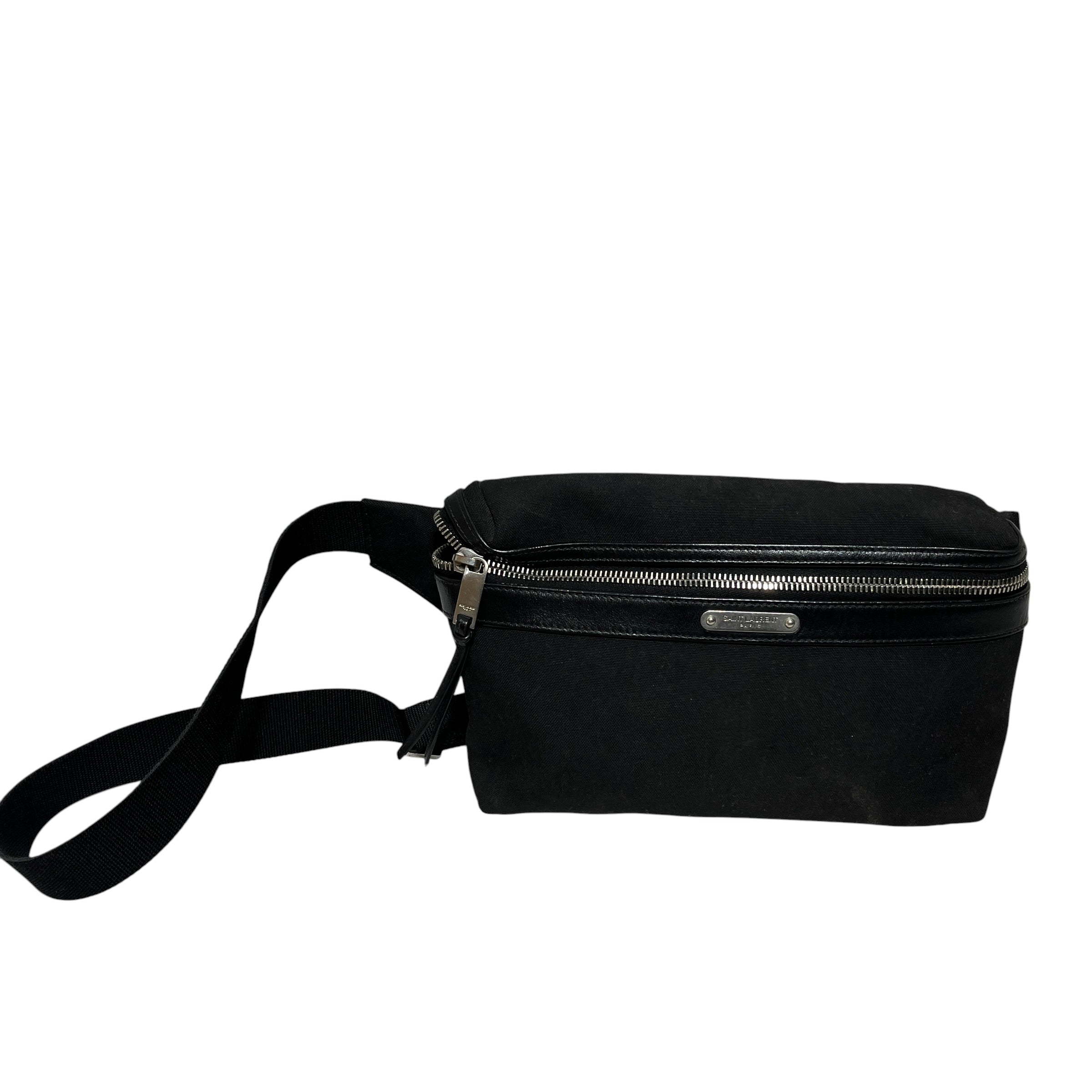 SAINT LAURENT/Fanny Pack/Polyester/BLK/LEATHER TRIM view 1