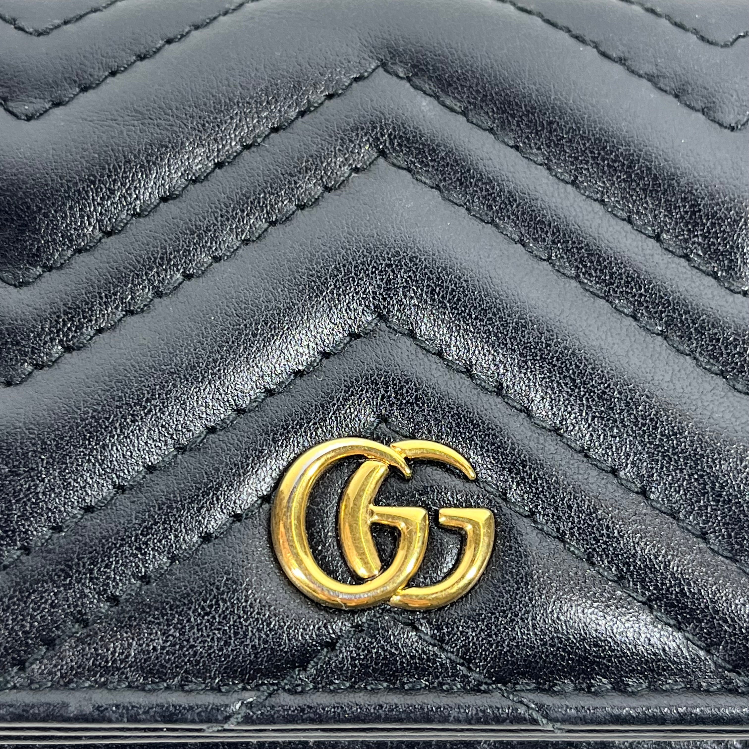 GUCCI/Bifold Wallet/Leather/BLK/L's/GG MARMONT CARD CASE WALLET view 6