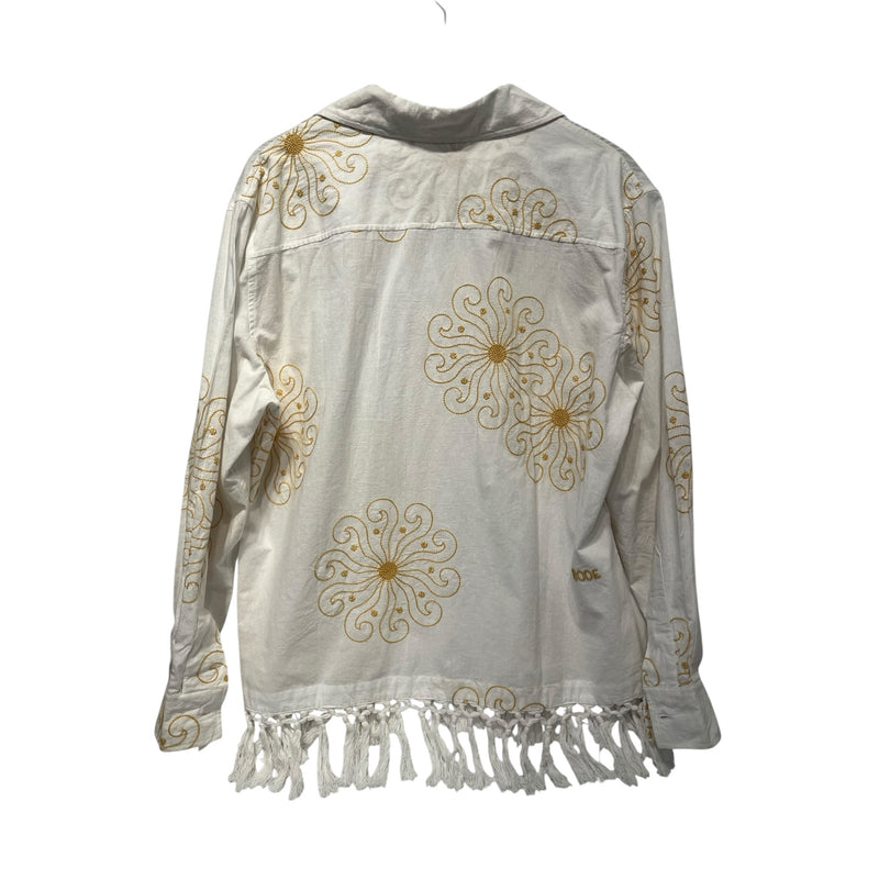 BODE/LS Shirt/M/L/Cotton/WHT/YELLOW & WHITE