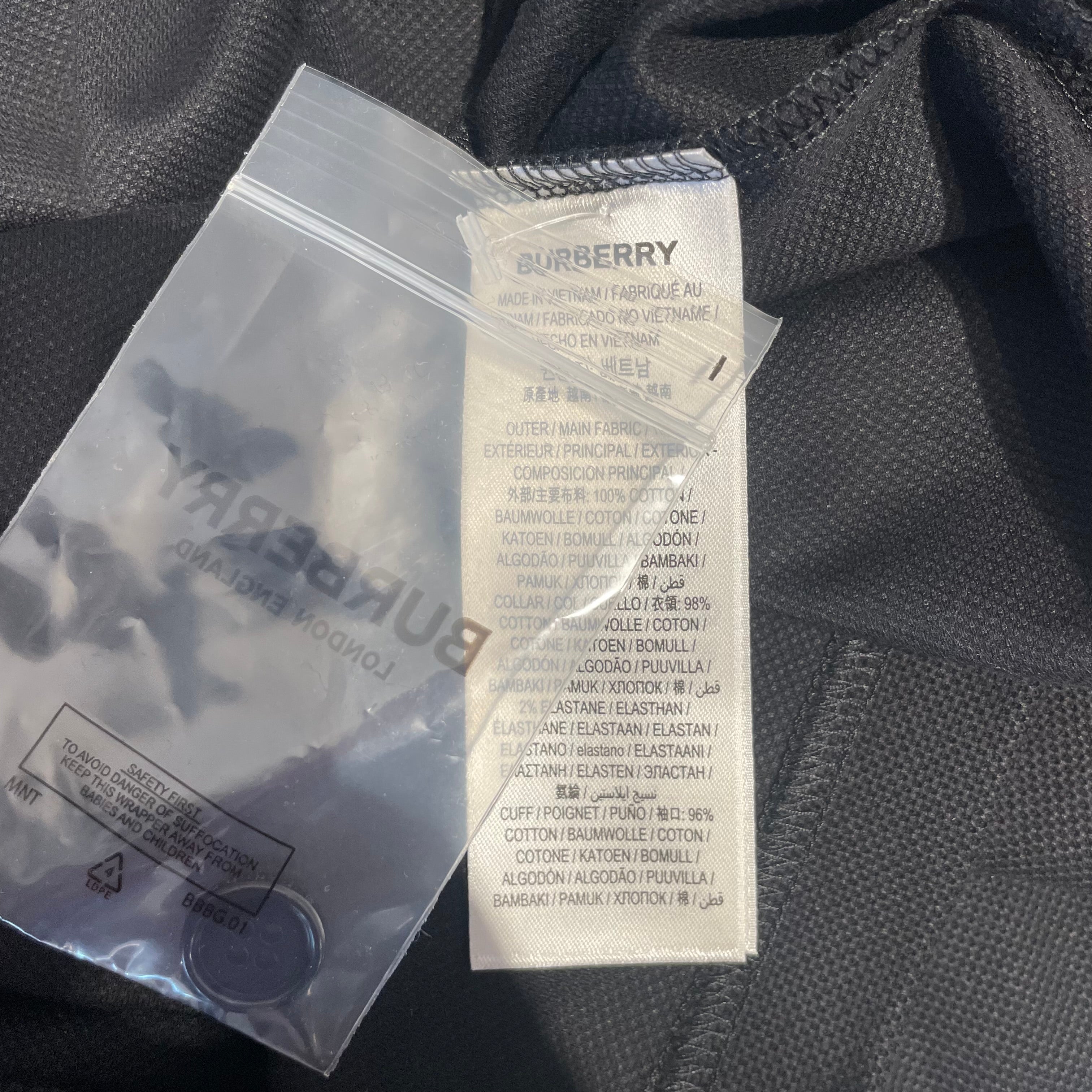 BURBERRY/Shirt/M/Cotton/BLK/jacquard polo logo collar view 4