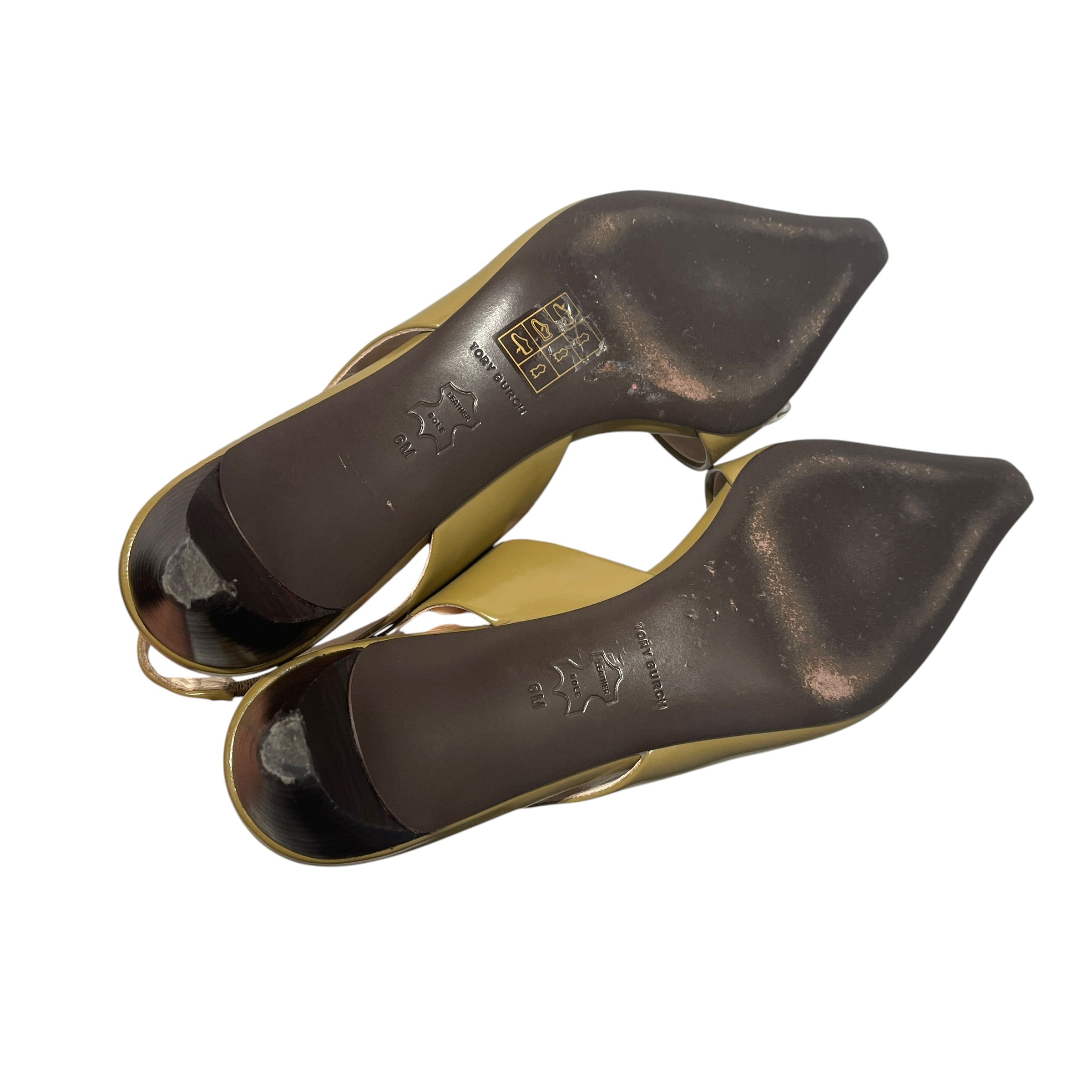 TORY BURCH/Heels/US 6/Leather/KHK/OLIVE PIERCED TOE SLINGBACK view 29