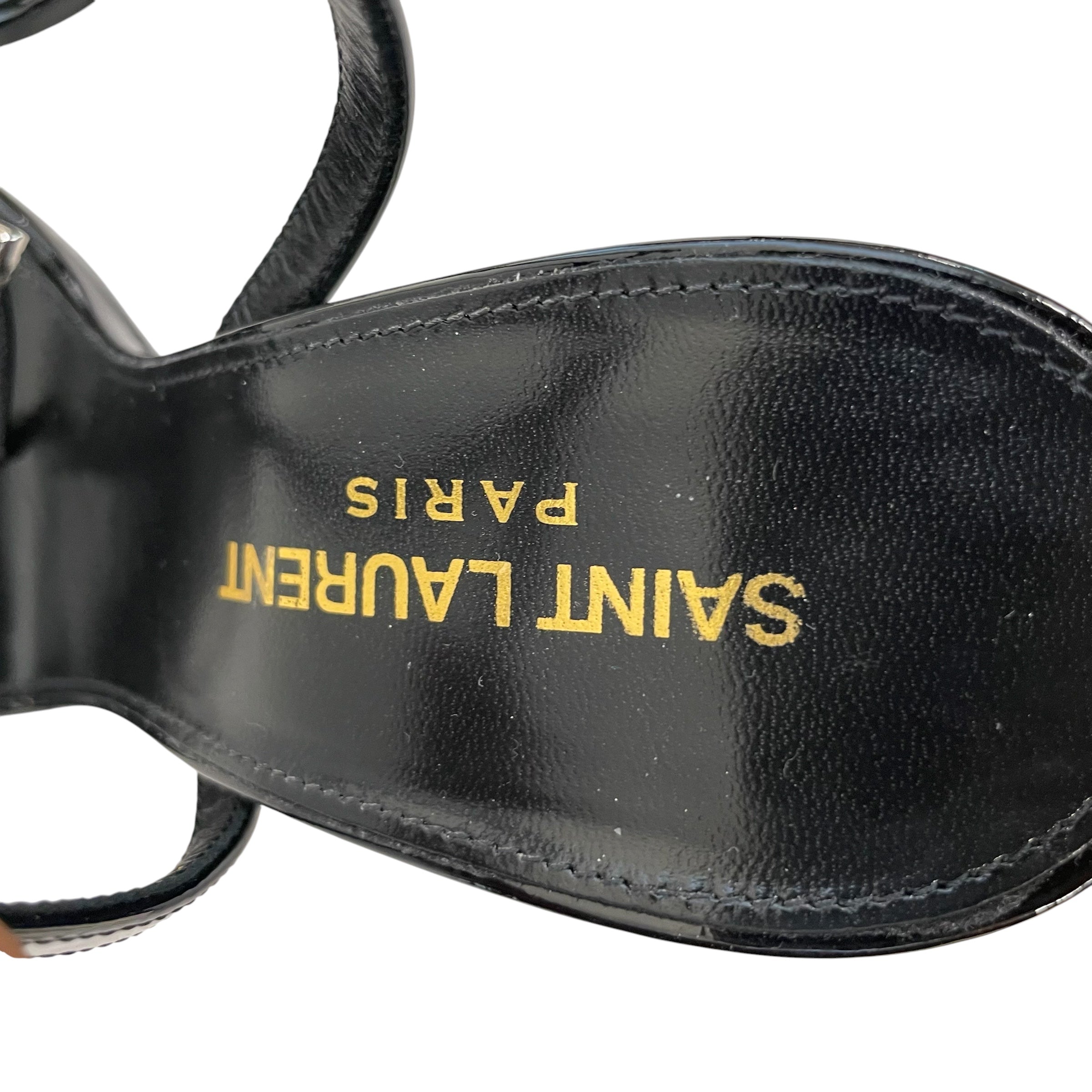 SAINT LAURENT/Heels/EU 36.5/Leather/BLK/Ankle Strap/CLAUDE 110/PATENT LEATHER view 3