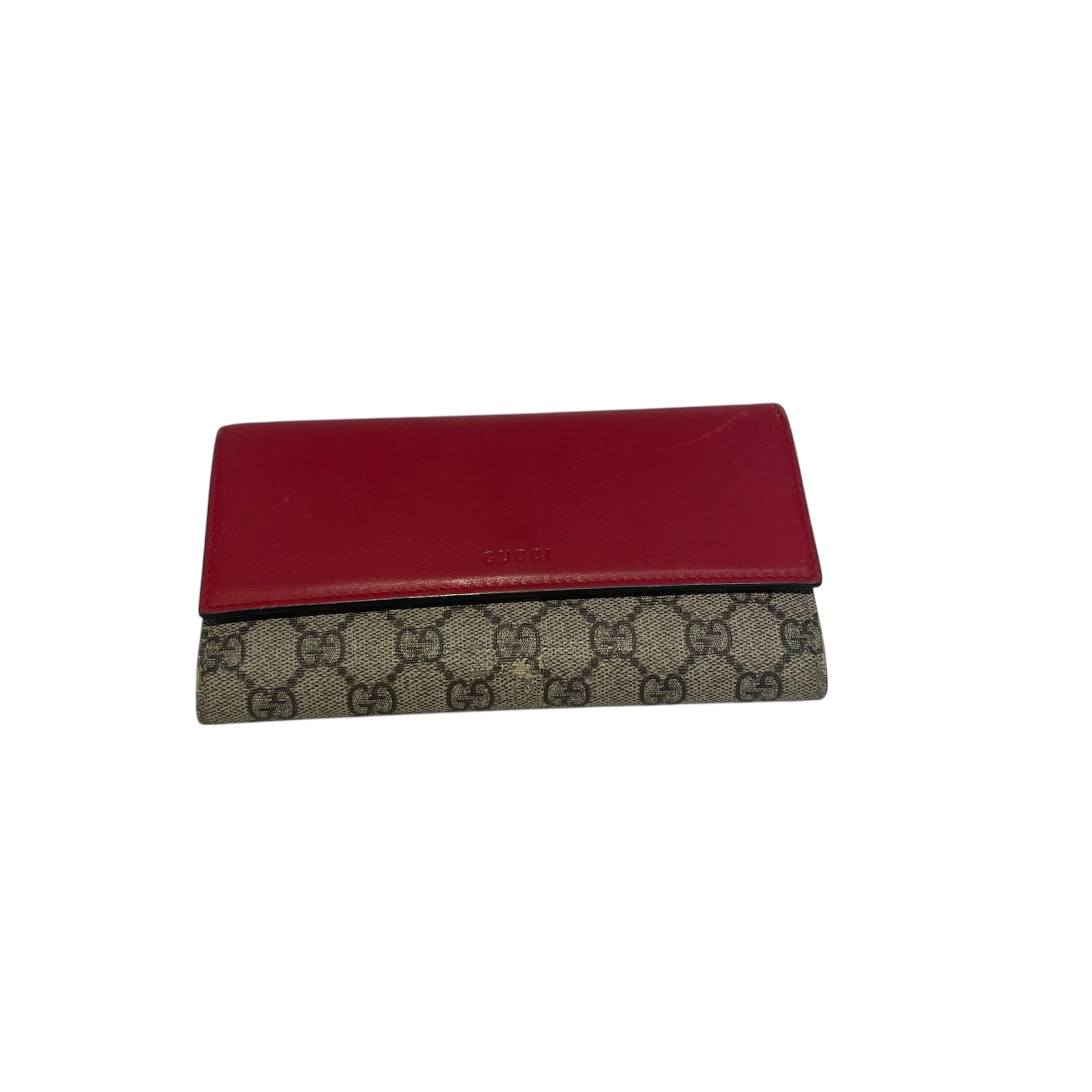 GUCCI/Bifold Wallet/Leather/RED/GUCCI RED/W PINK ENTERIOR view 1