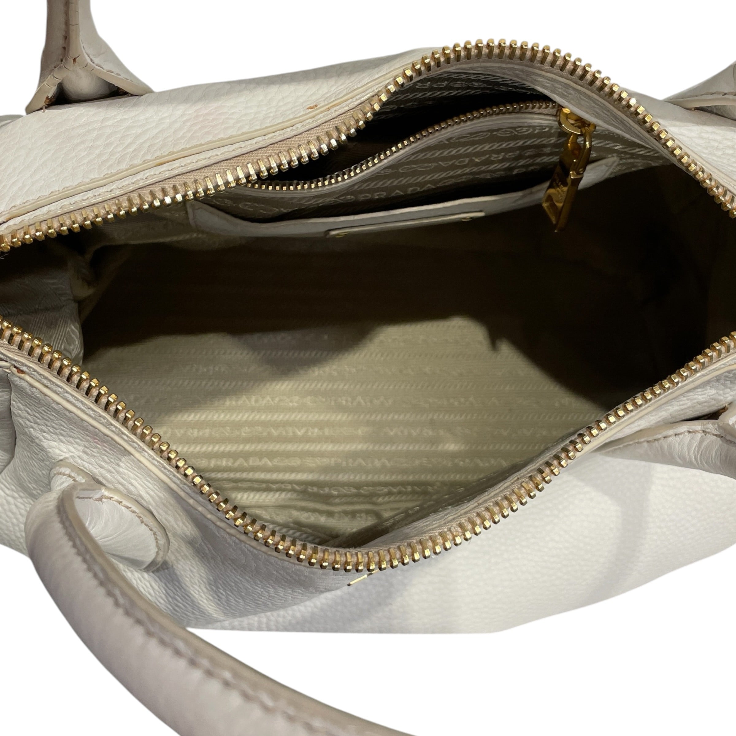 PRADA/Tote Bag/Leather/WHT/vitello dano zip top convertib view 7