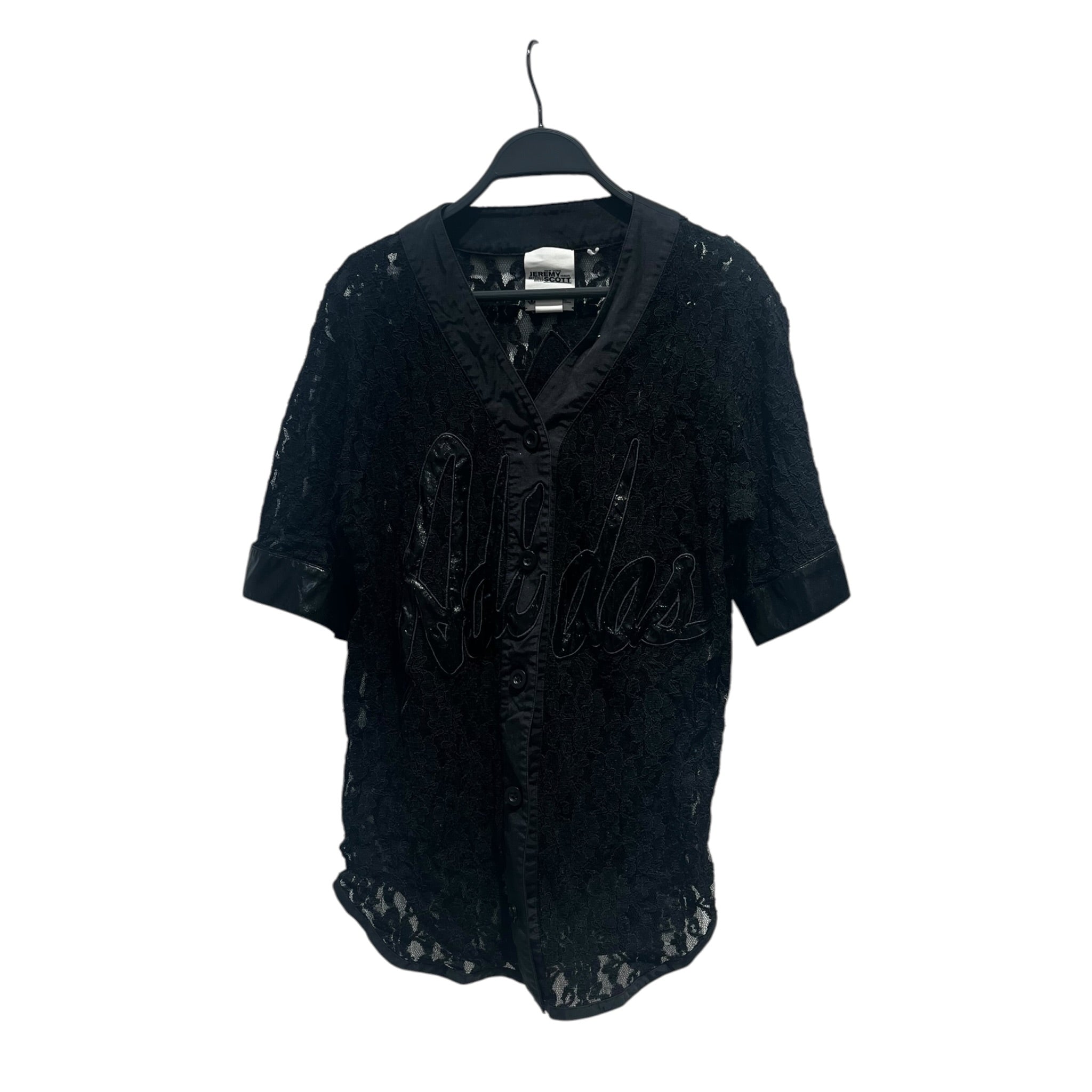 JEREMY SCOTT/SS Shirt/M/Polyester/BLK/Lace Button Up view 1