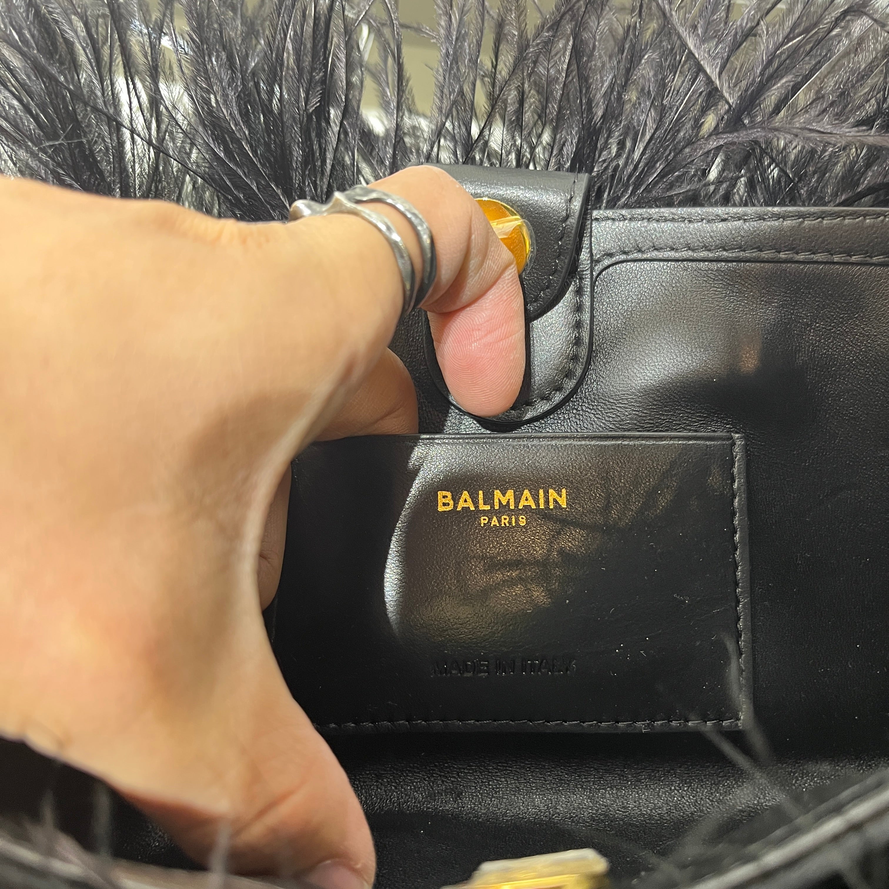 BALMAIN/Cross Body Bag/BLK/feather bag view 6