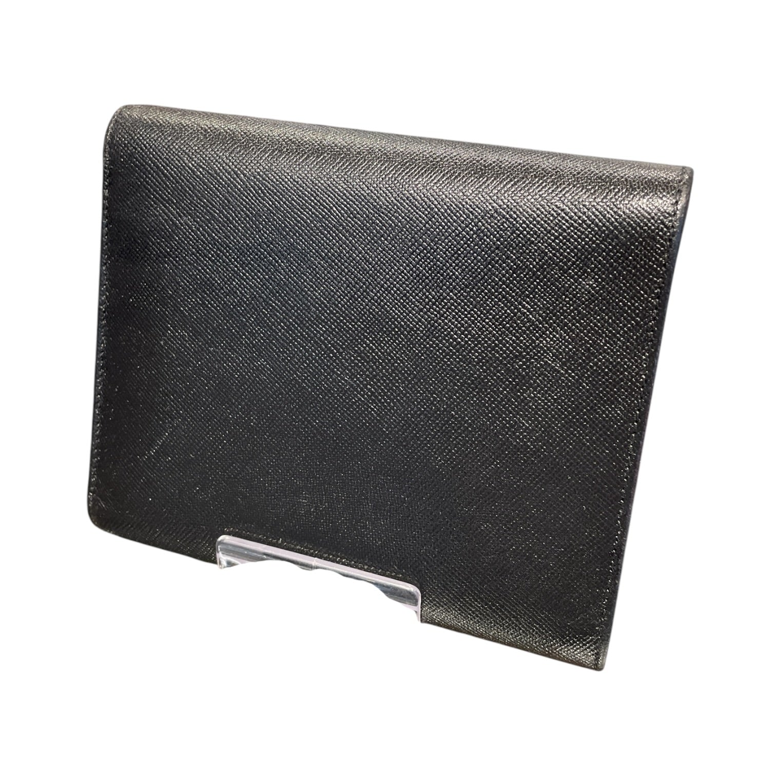 PRADA/Trifold Wallet/Leather/BLK/saffiano trifold wallet view 2