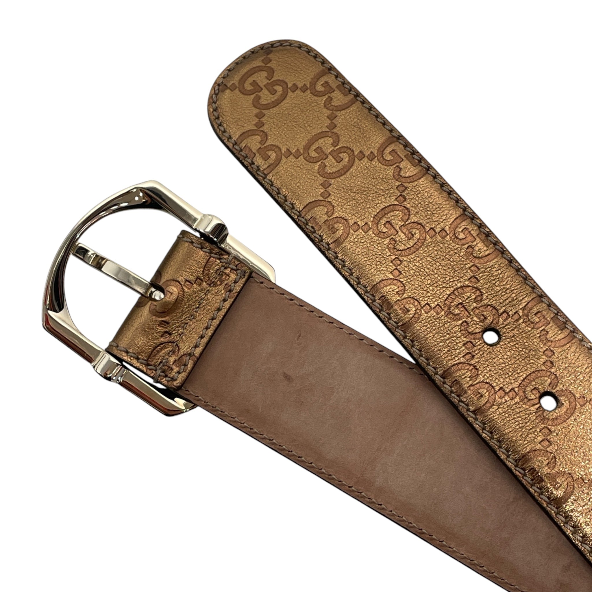 GUCCI/Belt/Monogram/Leather/GLD/Bronze Metallic Supreme Belt view 2