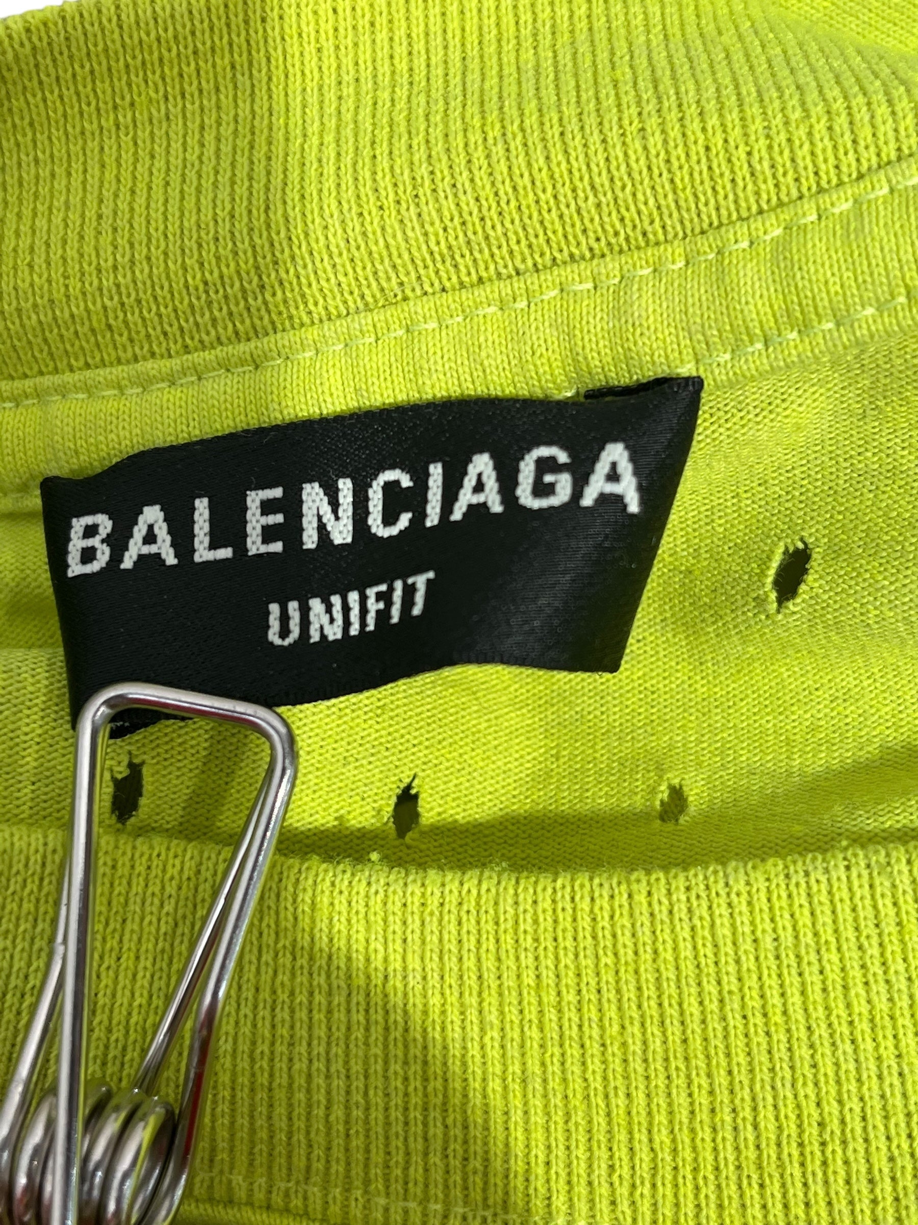 BALENCIAGA/T-Shirt/1/Cotton/GRN/NEON PERFORATED TEE view 3