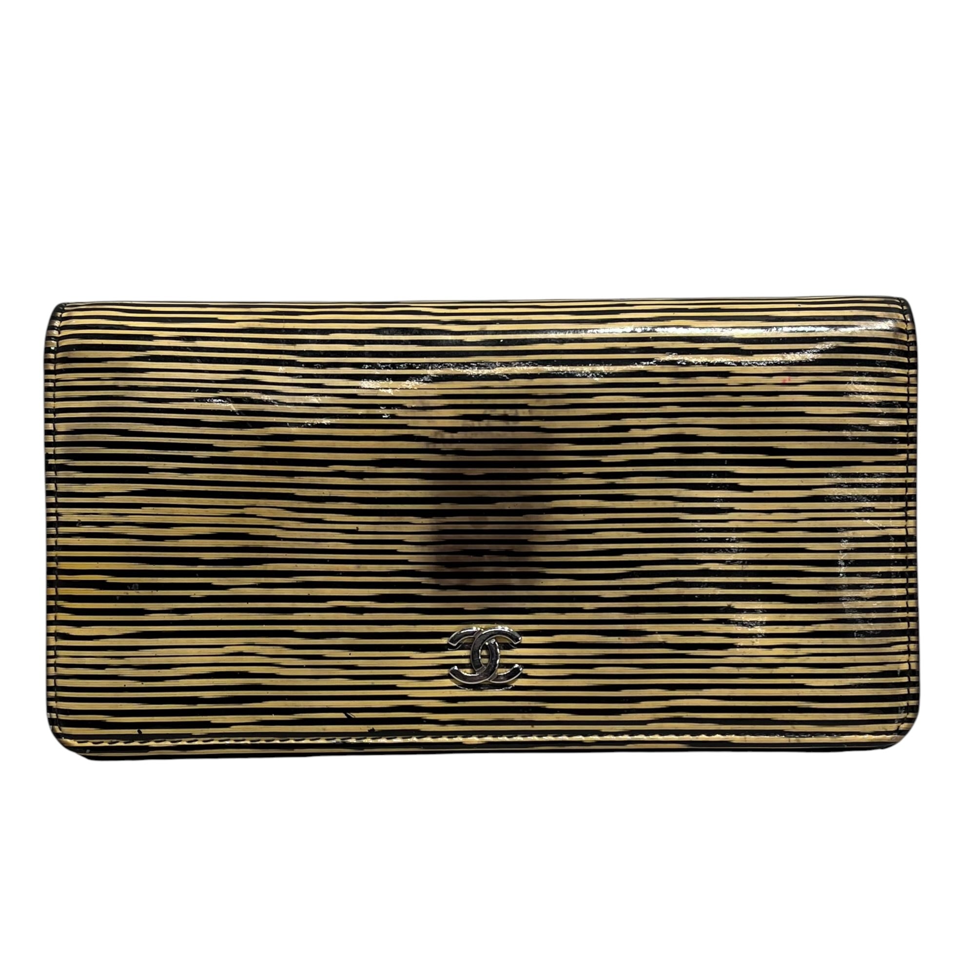 CHANEL/Long Wallet/Stripe/Leather/YEL/L's/ view 1