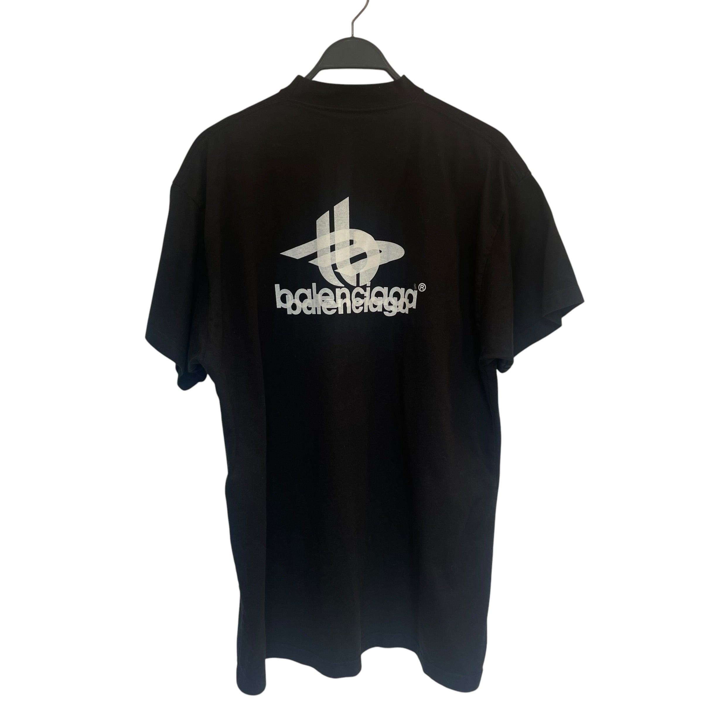 BALENCIAGA/T-Shirt/L/Cotton/BLK/DOUBLE WHITE LOGO 2023 view 1