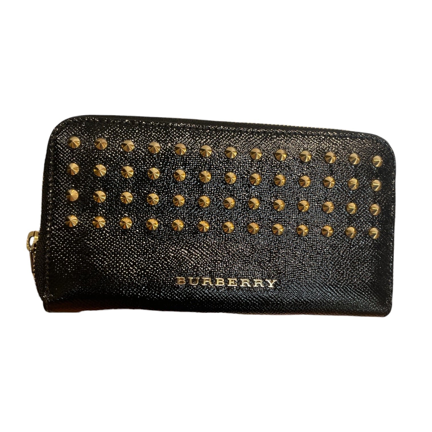BURBERRY/Wallet/Leather/BLK/L's/GLD STUDS ALL OVER, ZIPPER view 1