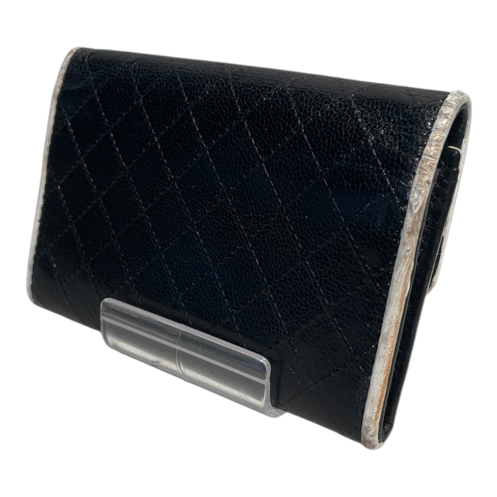 CHANEL/Coin Wallet/Leather/BLK/Leather flap wallet view 2