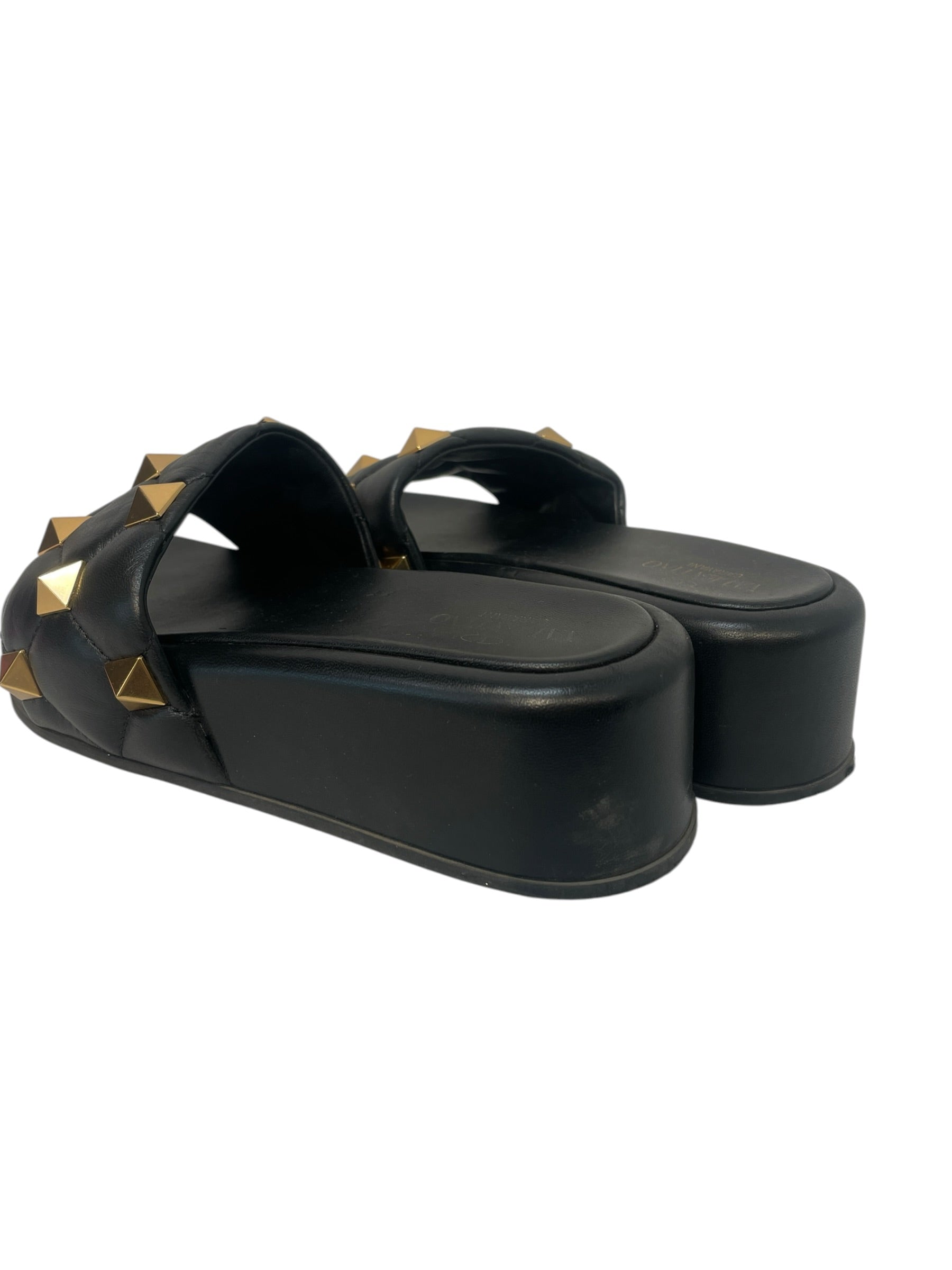 VALENTINO/Sandals/EU 37/Leather/BLK/Roman Stud Flatform Slide view 2