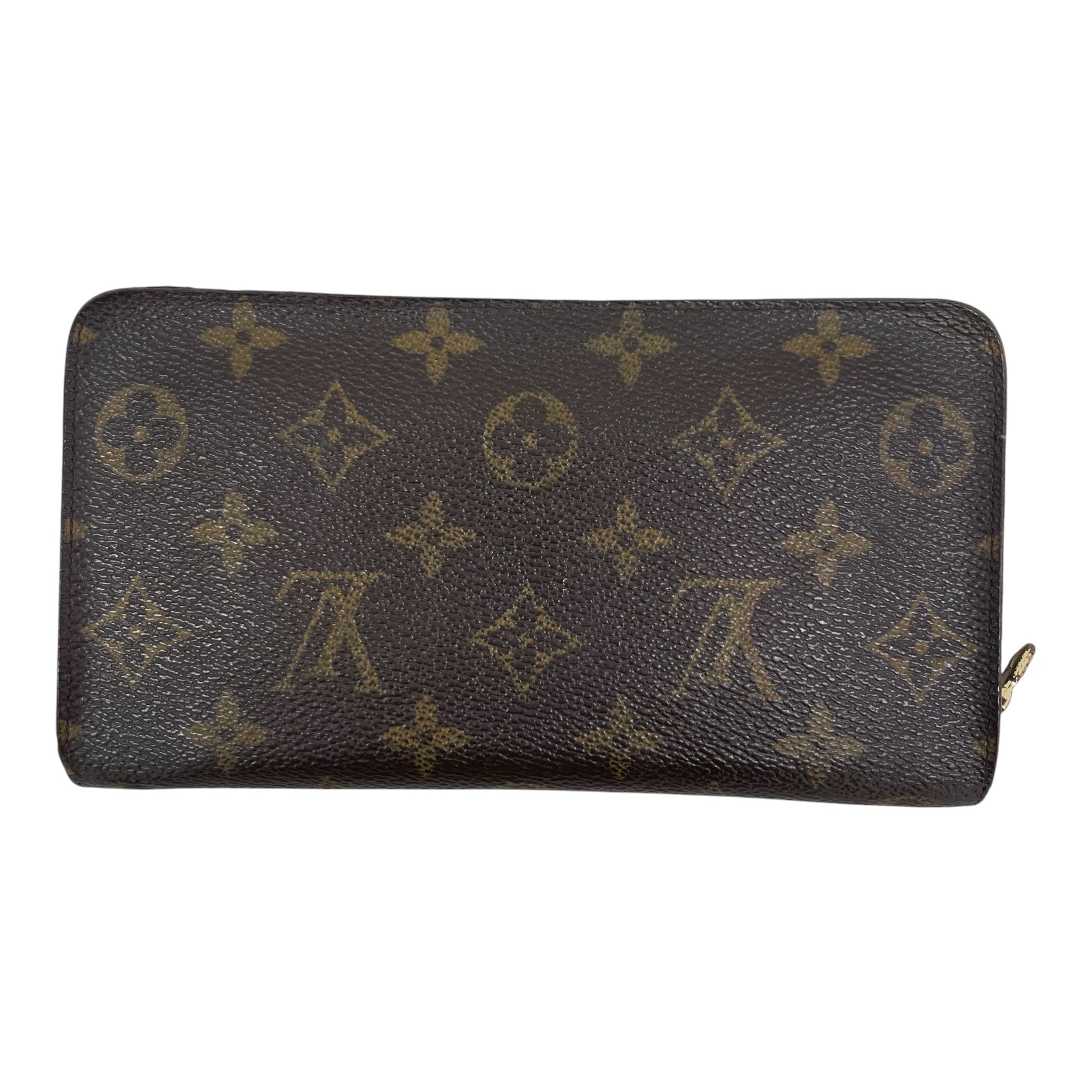 LOUIS VUITTON/Long Wallet/All Over Print/Leather/MLT/L's/gld/brw in/zippy wallet/blk lo view 1