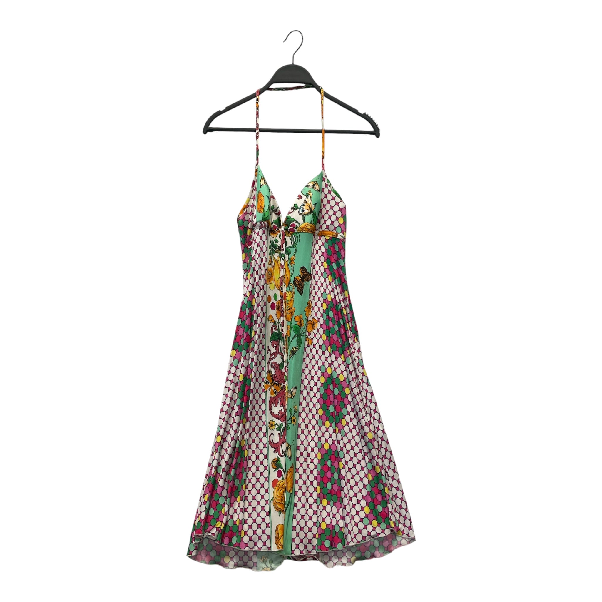 VERSACE JEANS COUTURE/SL Dress/28/All Over Print/Rayon/MLT/HALTER/CIRCLES/ORANGE FLOWERS view 1