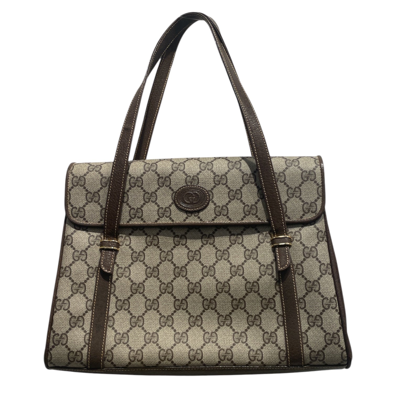 GUCCI/Hand Bag/Monogram/Leather/BEG/VINTAGE FOLD OVER BAG view 1