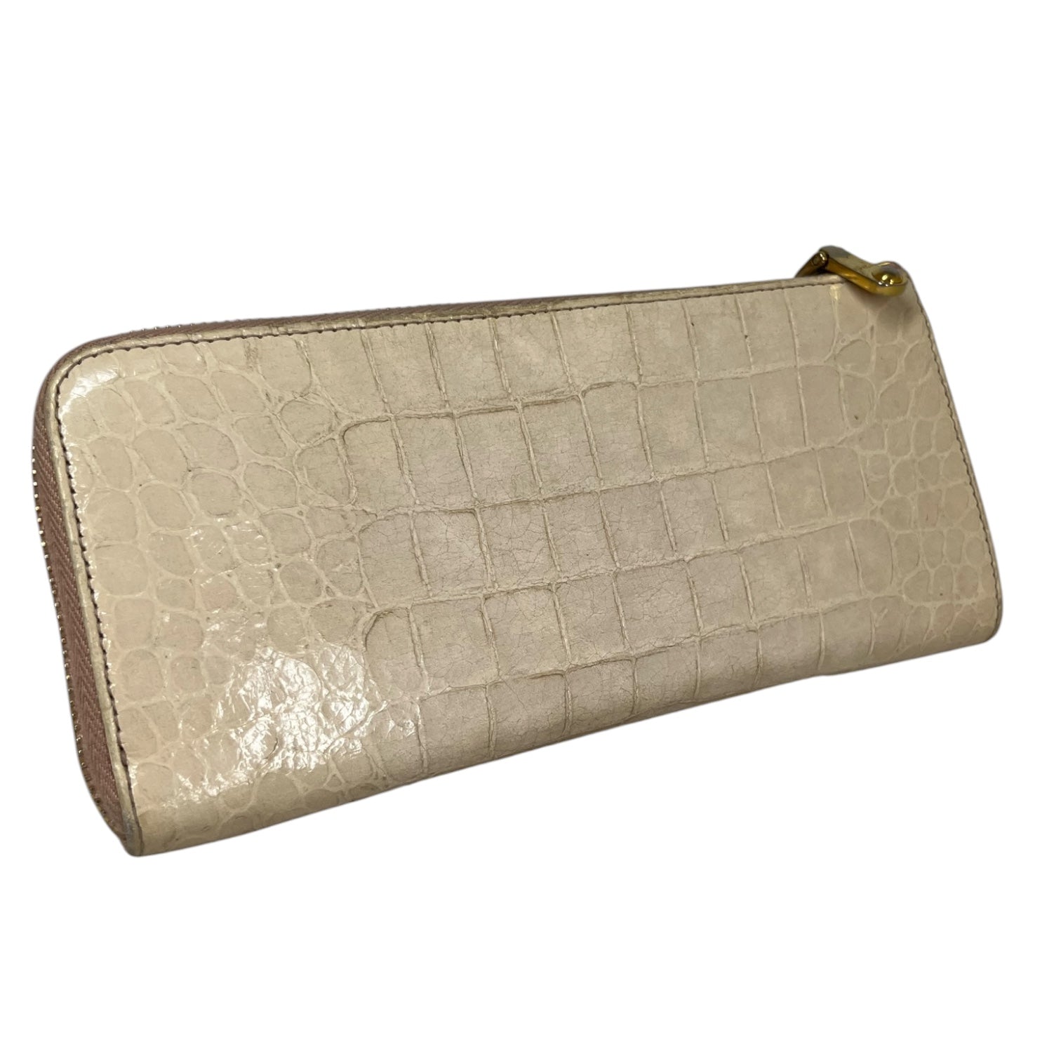 MIU MIU/Long Wallet/Animal Pattern/Leather/CRM/croc zipper wallet view 2