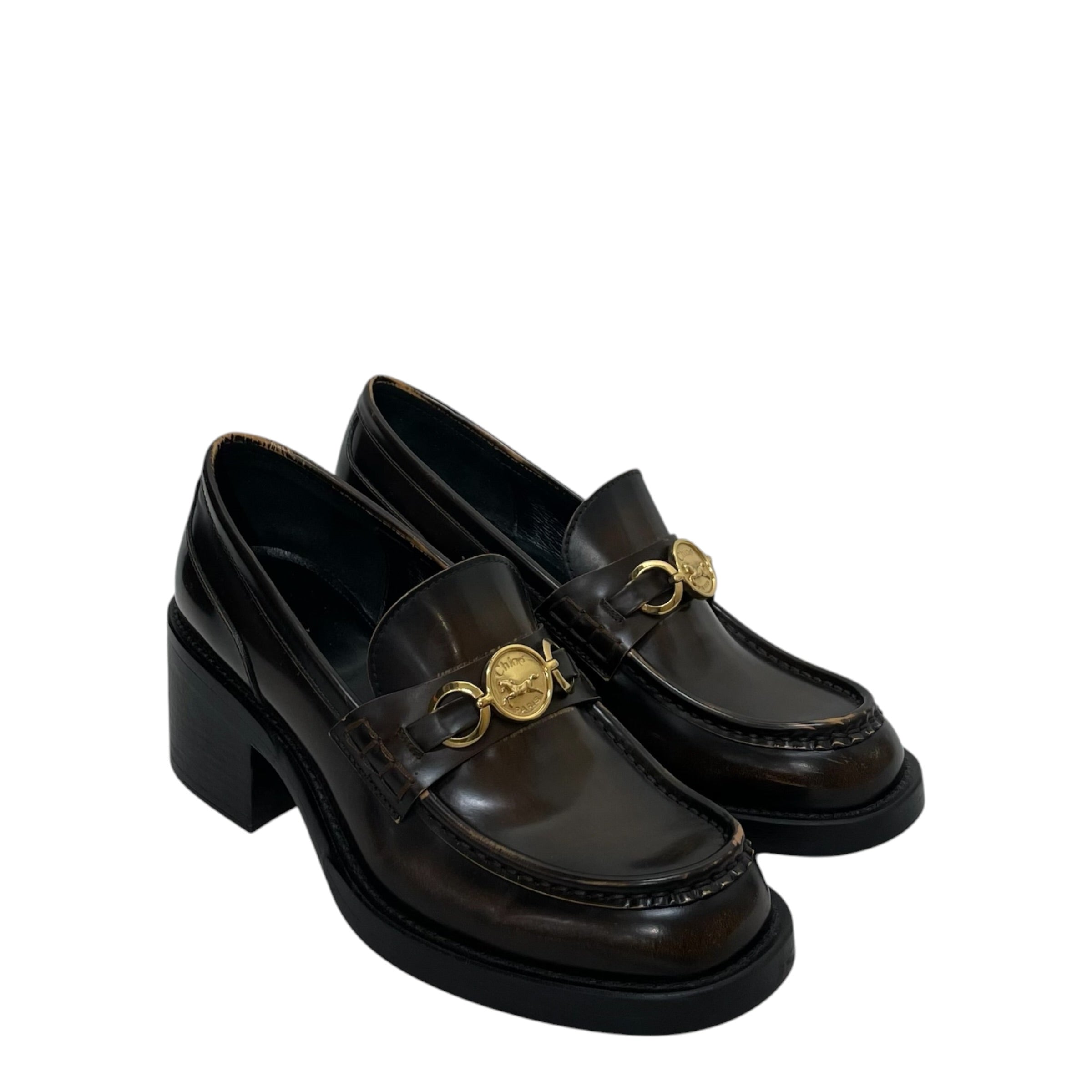 Chloe/Loafers/EU 39.5/Leather/BRW/DAKOTA HEELED LOAFER view 1