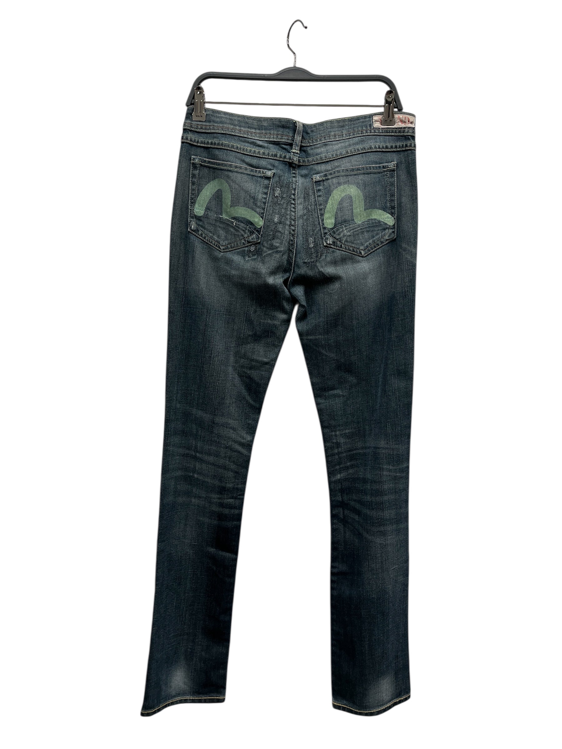 EVISU/PUMA/Pants/30/Denim/BLU/Distressed/GRN BK PKT LOGO/PUMA ZIPPER view 2