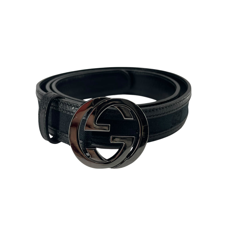 GUCCI/Belt/FREE/Monogram/Leather/BLK/CANVAS MONOGRAM LOGO BUCKLE