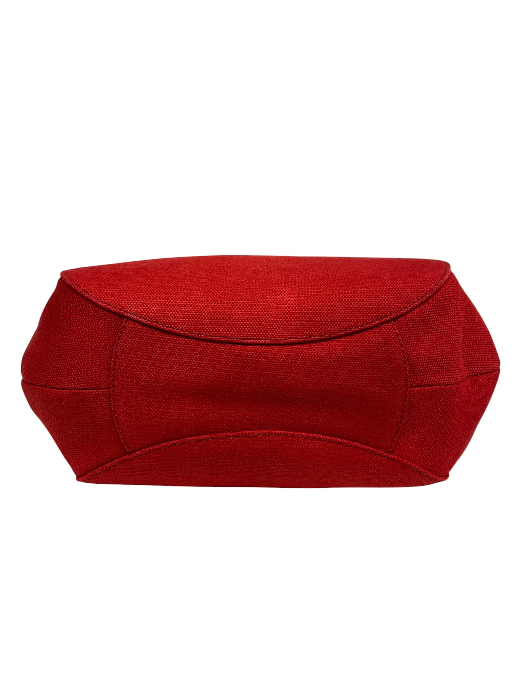 YVES SAINT LAURENT rive gauche/Hand Bag/Cotton/RED/Red bag with tooth handle view 3
