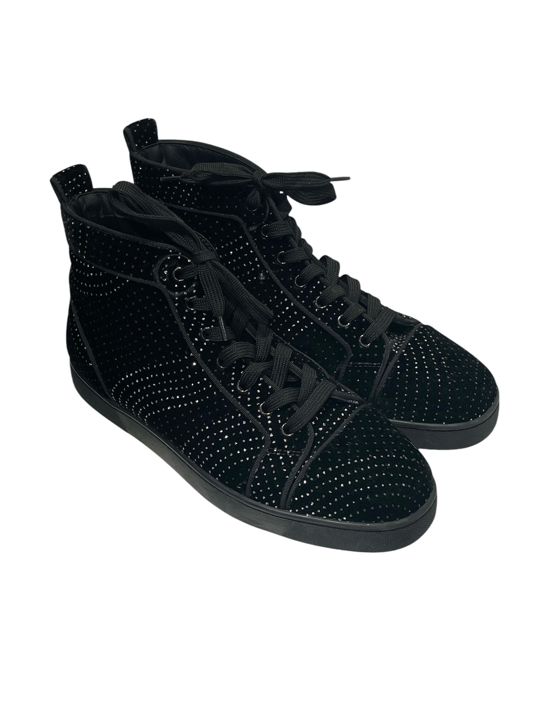 Christian Louboutin/Hi-Sneakers/EU 41/Iridescent/Velour/BLK/GLITTER DOT PATTERN view 1