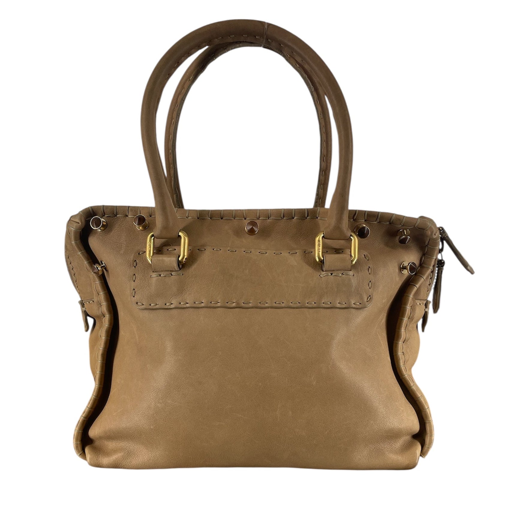 FENDI/Hand Bag/Leather/KHK/GOLD HARDWARE/STUDDED ACCENTS view 1