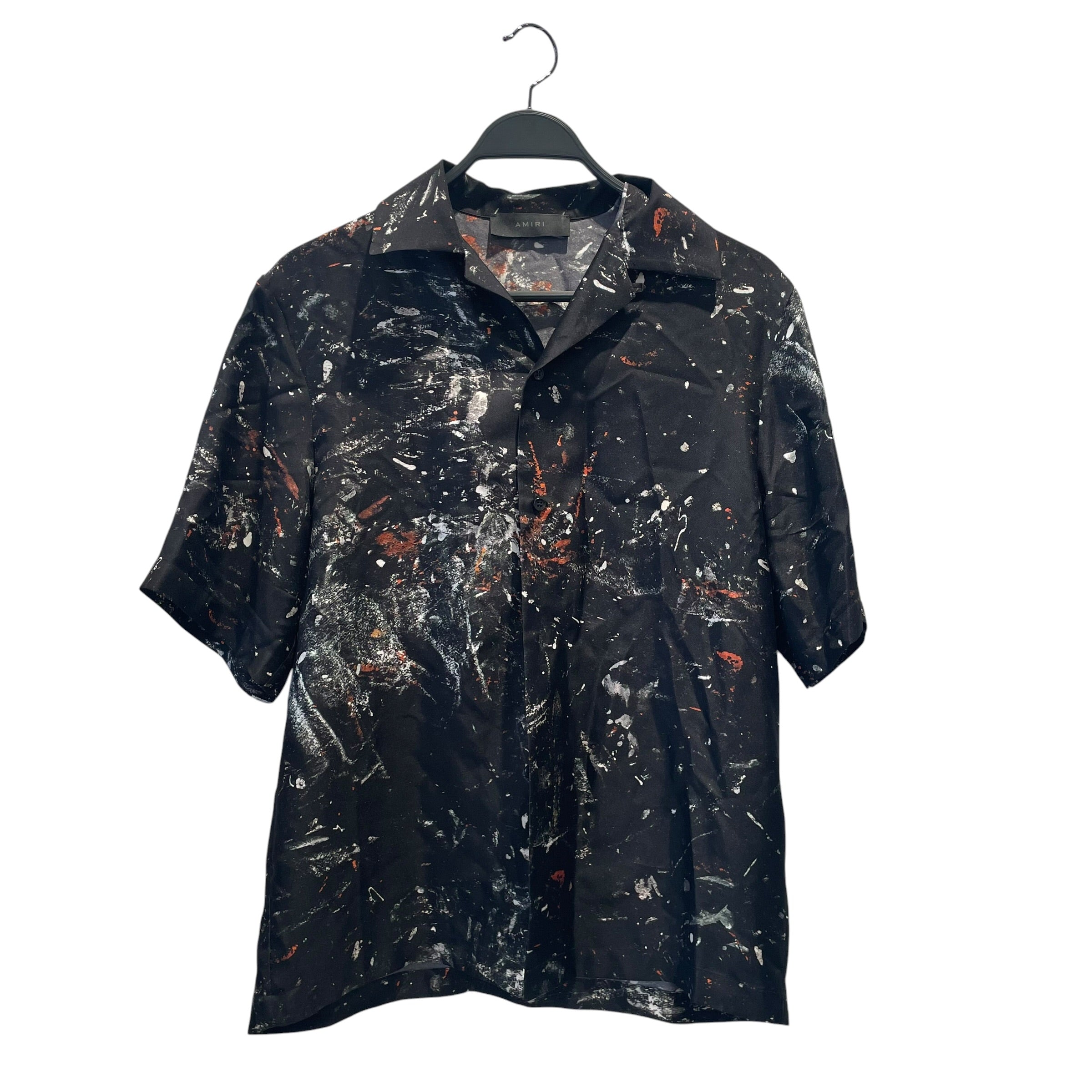AMIRI/SS Shirt/S/Silk/BLK/All Over Print/PAINT SPLATTER view 1