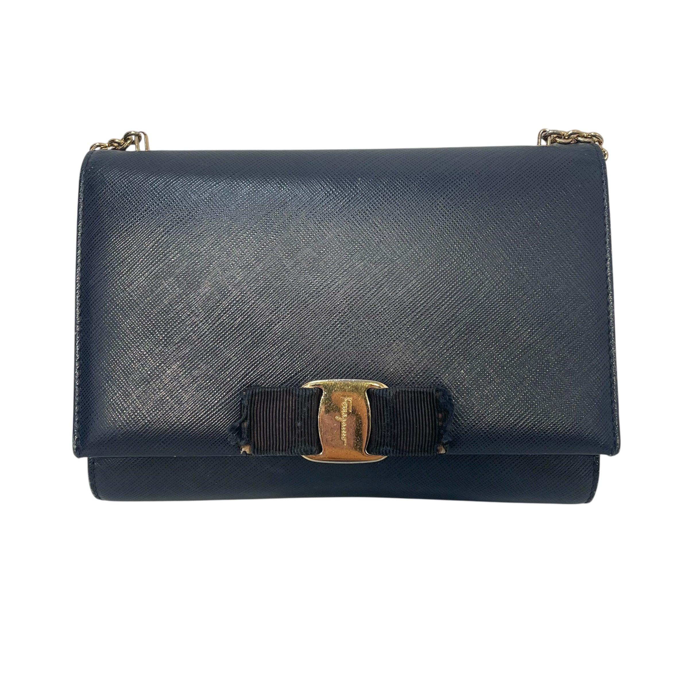Salvatore Ferragamo/Cross Body Bag/Leather/NVY/VARA BOW view 1