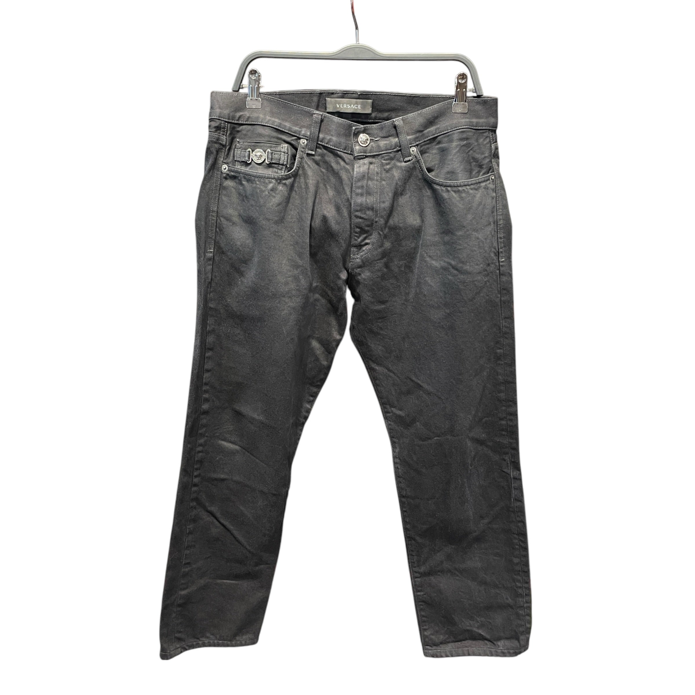 VERSACE/Straight Pants/32/Denim/BLK/Coin Pocket Medusa Metal Logo view 1