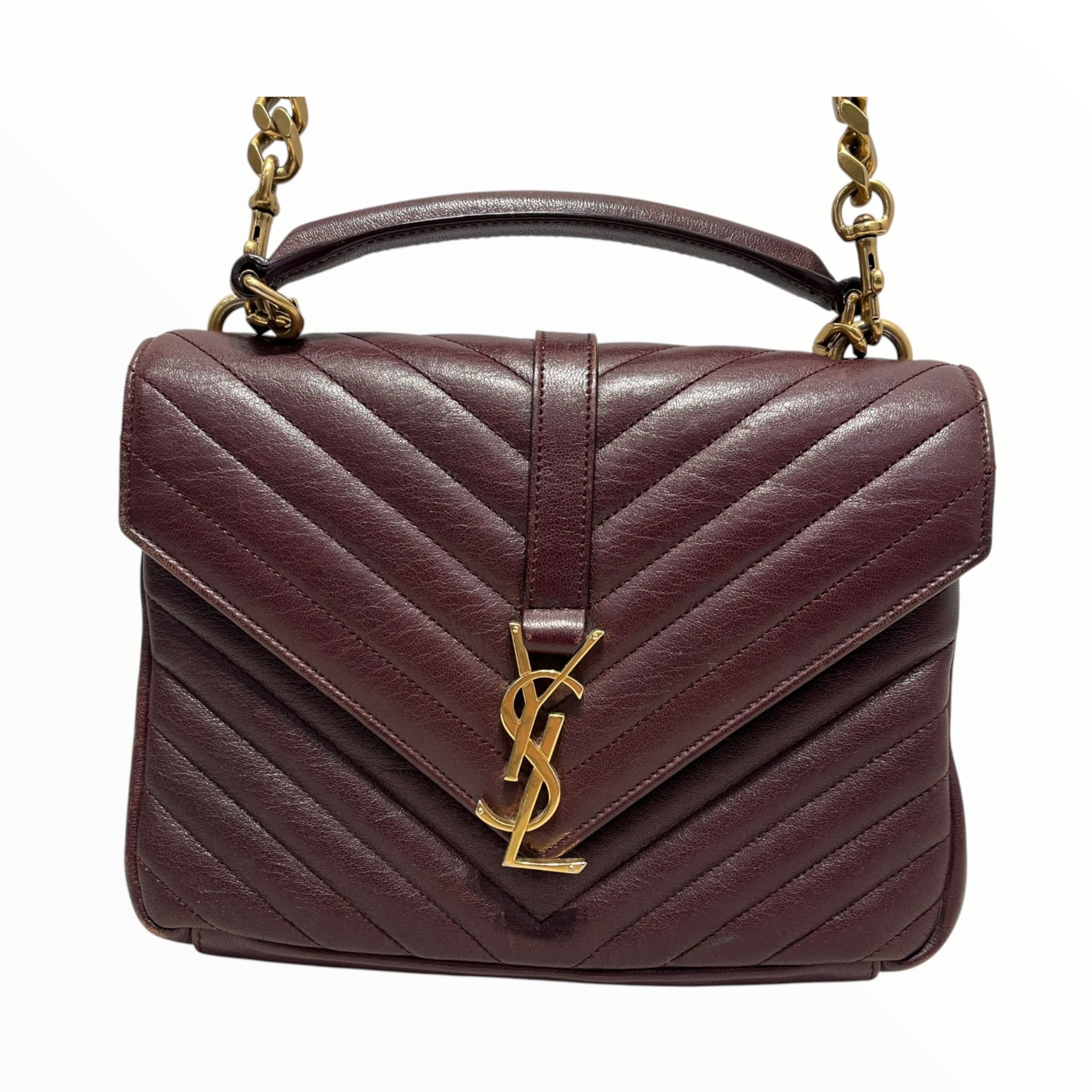YVES SAINT LAURENT/Cross Body Bag/Leather/BRD/Quilted Chevron College view 3